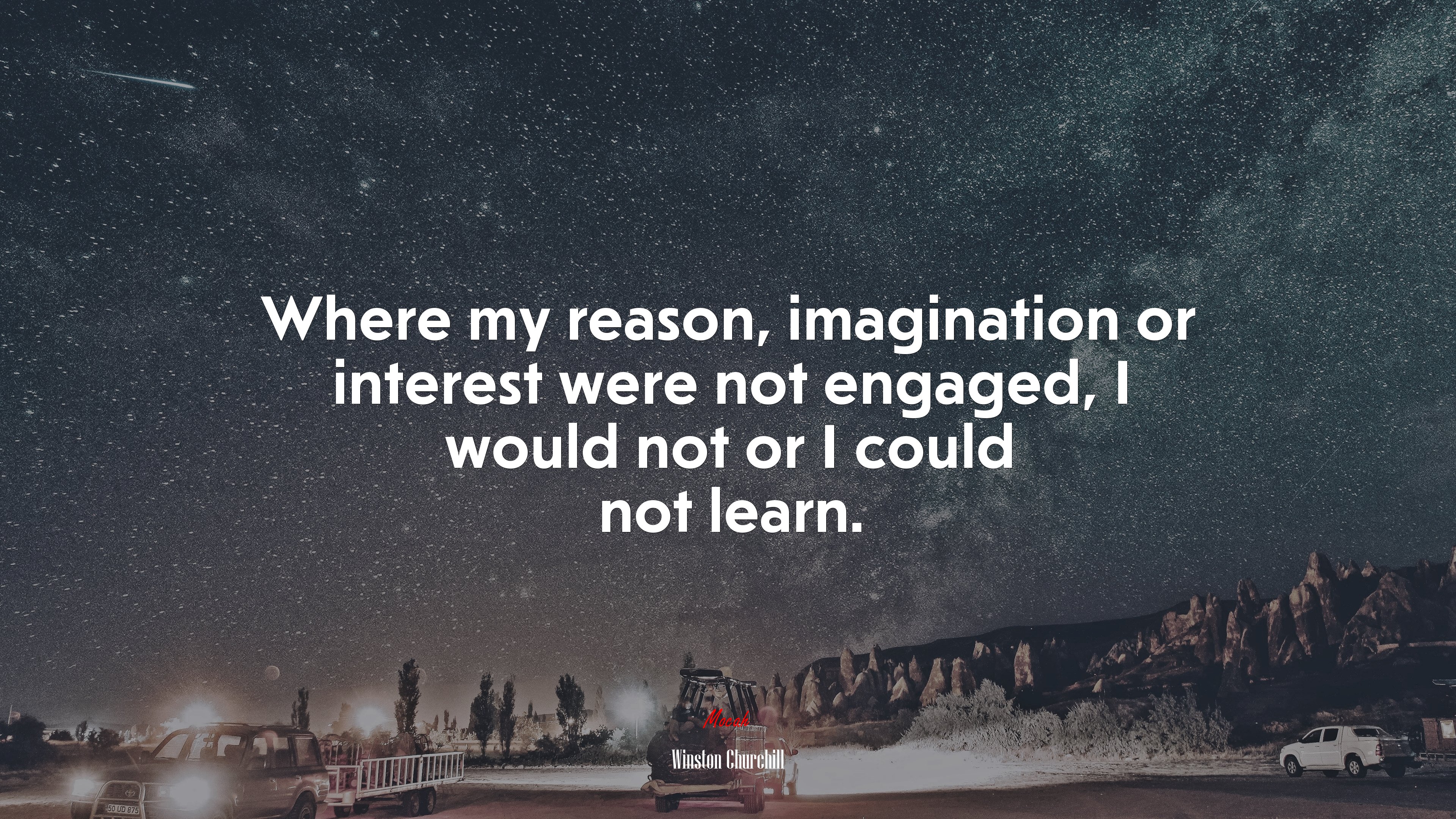 Where my reason, imagination or interest were not engaged, I would not or I could not learn. | Winston Churchill quote HD Wallpaper