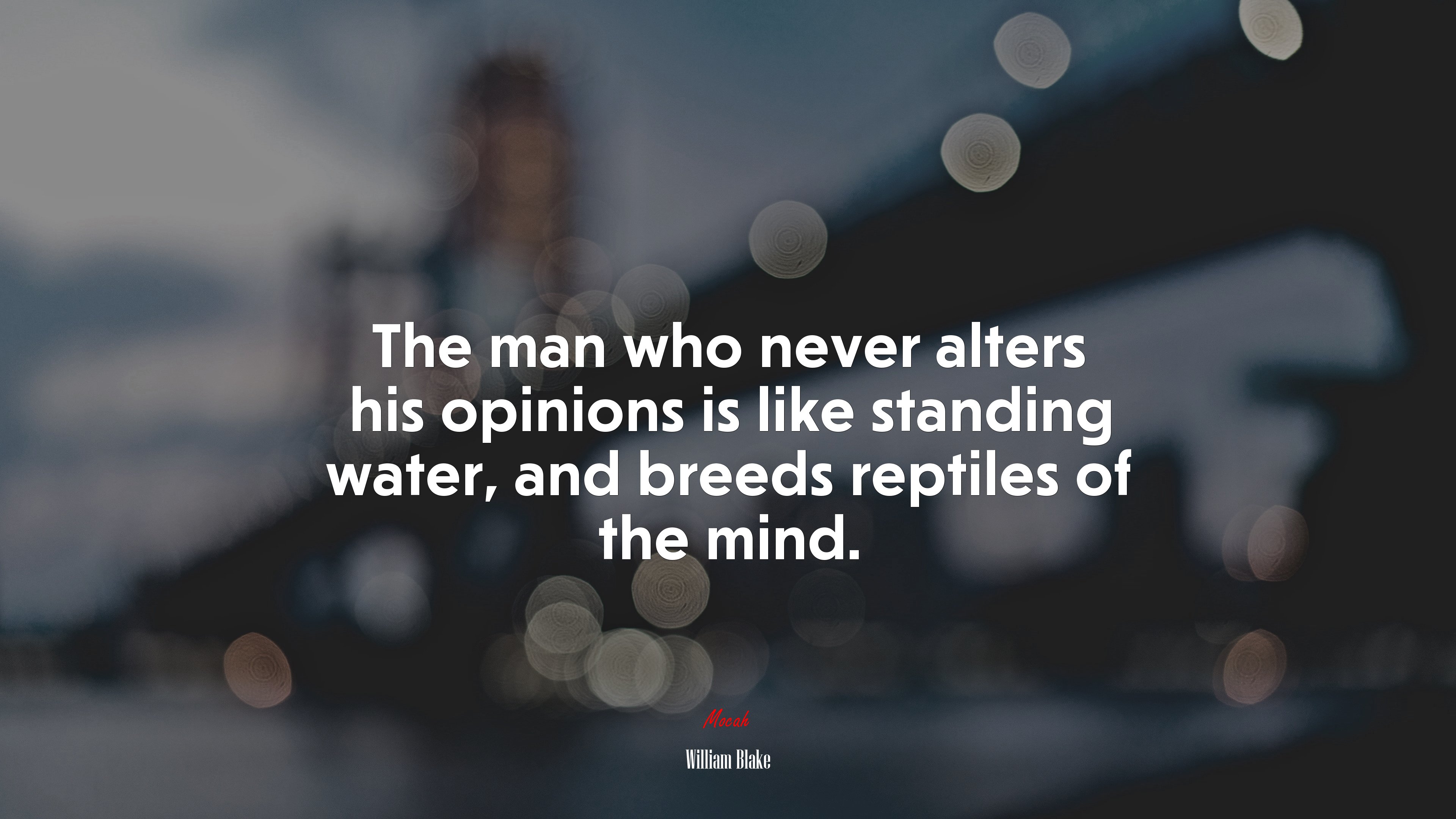 The man who never alters his opinions is like standing water, and breeds reptiles of the mind. | William Blake quote HD Wallpaper