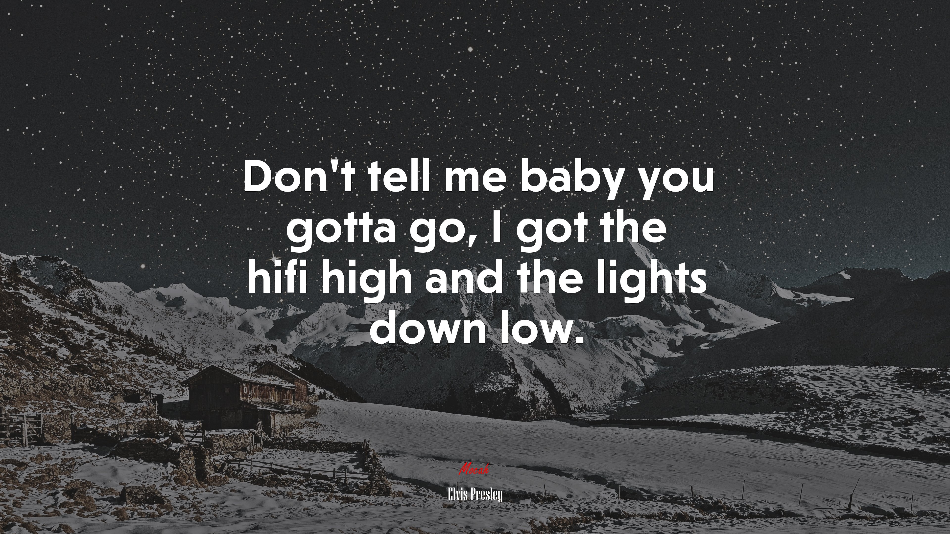 Don’t tell me baby you gotta go, I got the hifi high and the lights down low. | Elvis Presley quote HD Wallpaper