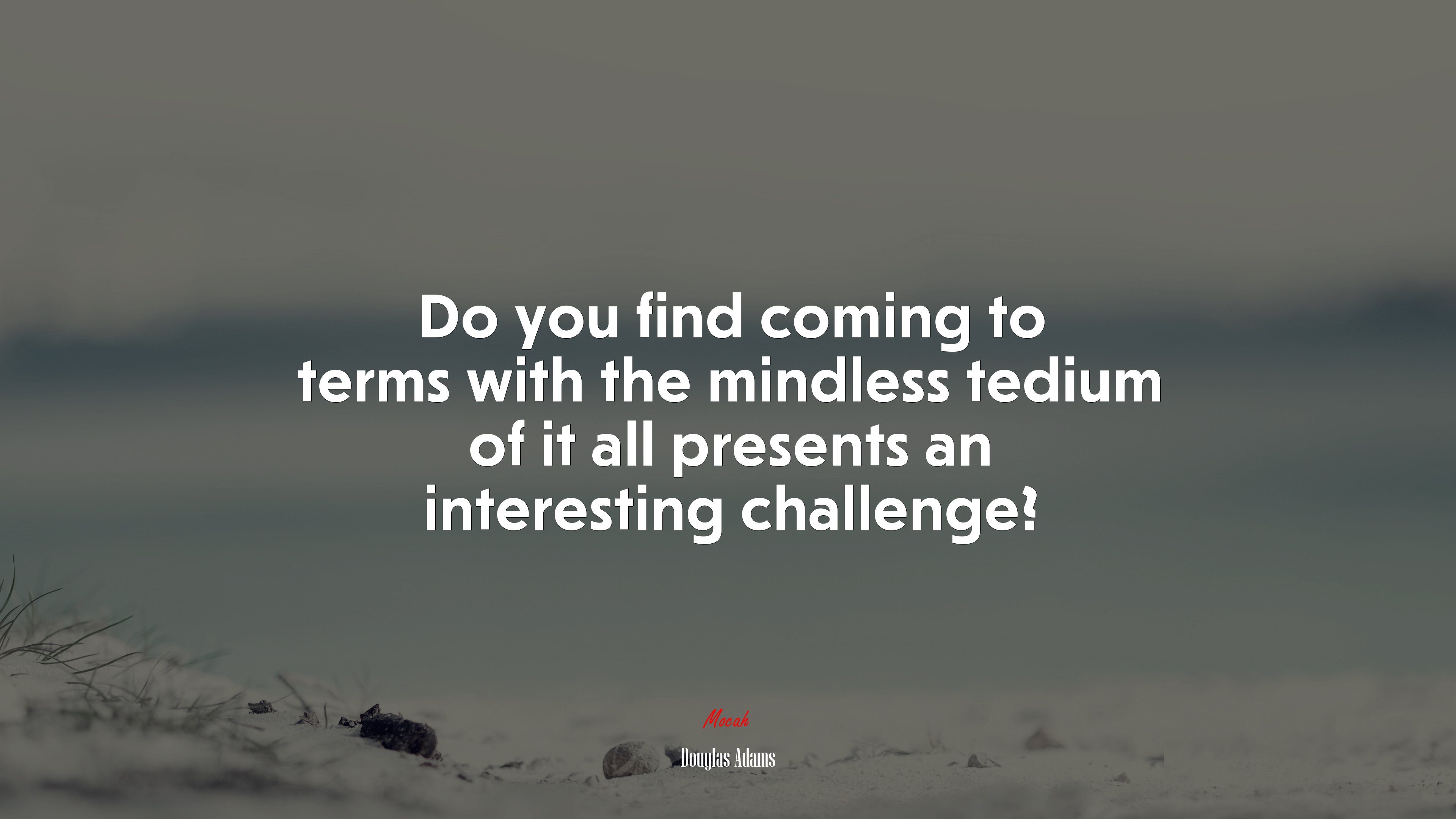 Do you find coming to terms with the mindless tedium of it all presents an interesting challenge? | Douglas Adams quote HD Wallpaper