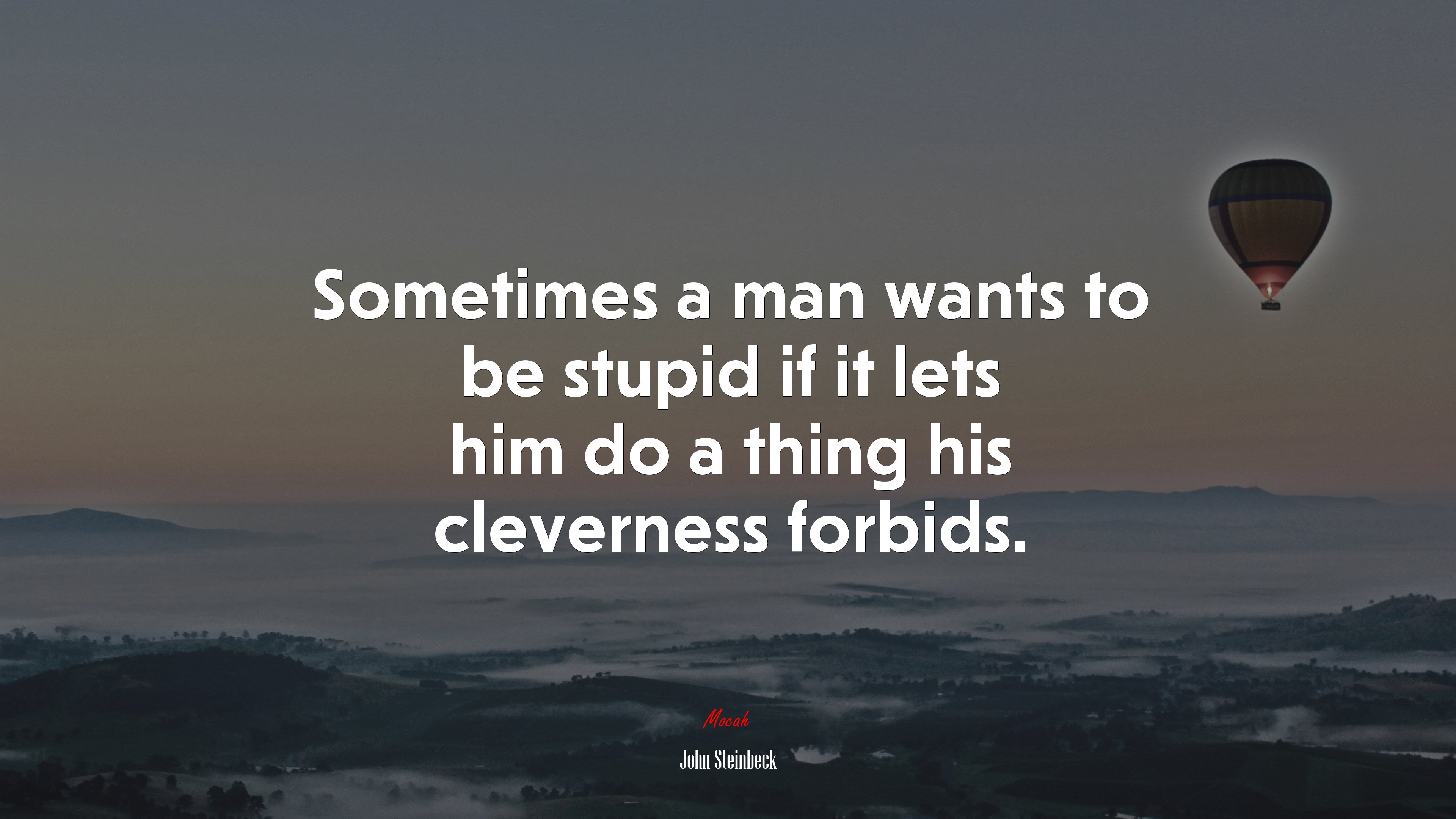 Sometimes a man wants to be stupid if it lets him do a thing his cleverness forbids. | John Steinbeck quote HD Wallpaper