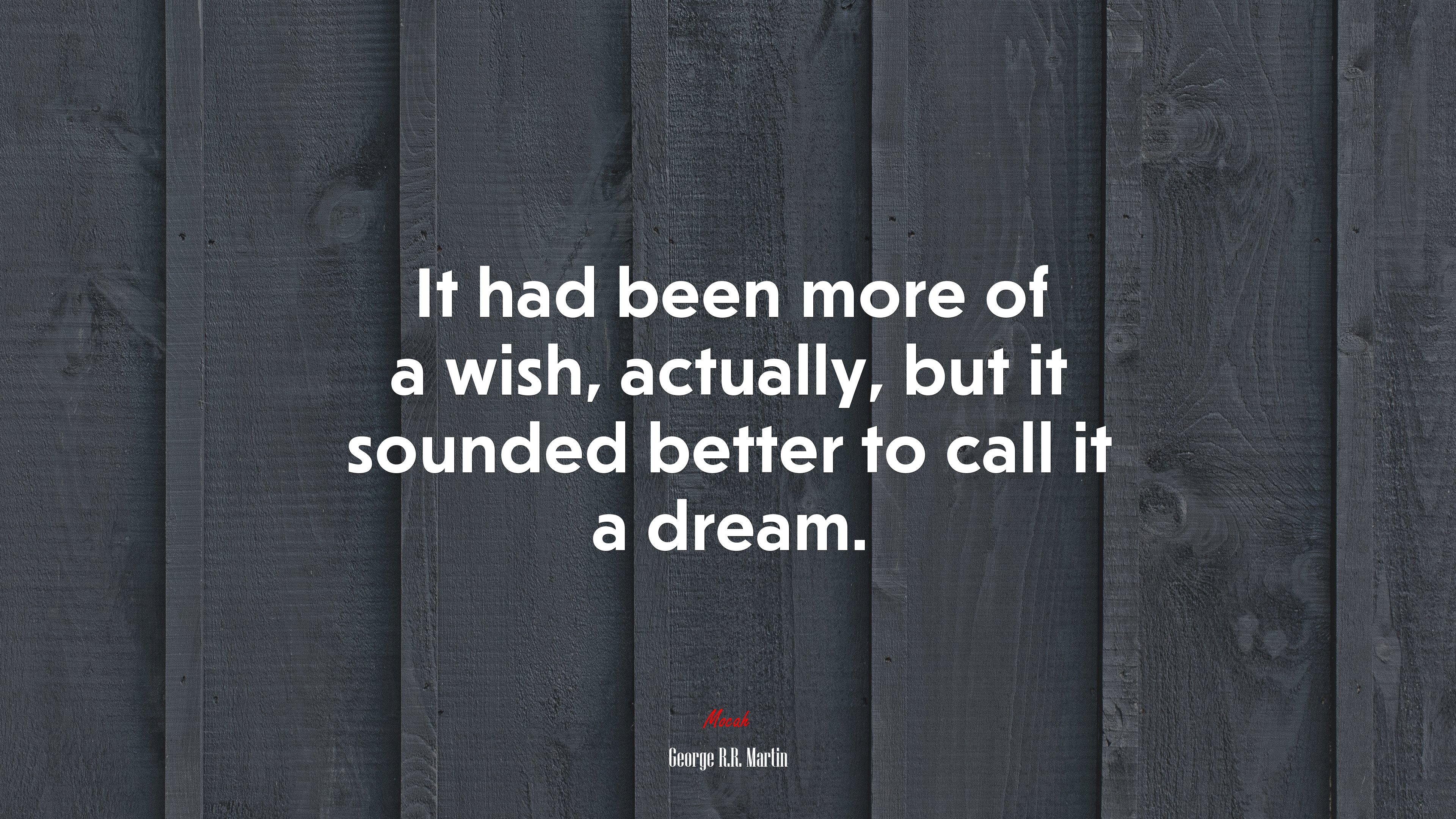 It had been more of a wish, actually, but it sounded better to call it a dream. | George R.R. Martin quote HD Wallpaper