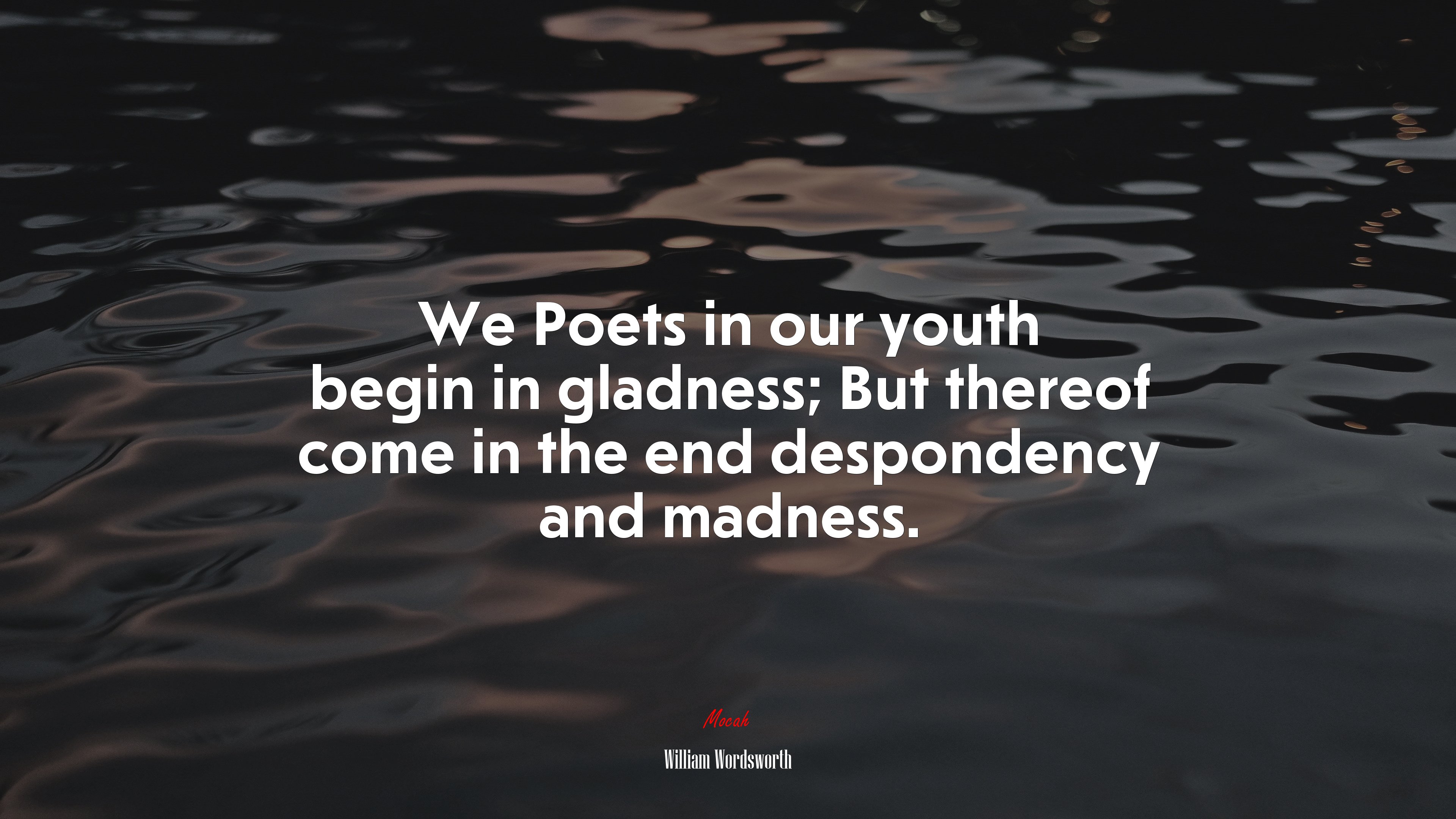 We Poets in our youth begin in gladness; But thereof come in the end despondency and madness. | William Wordsworth quote HD Wallpaper