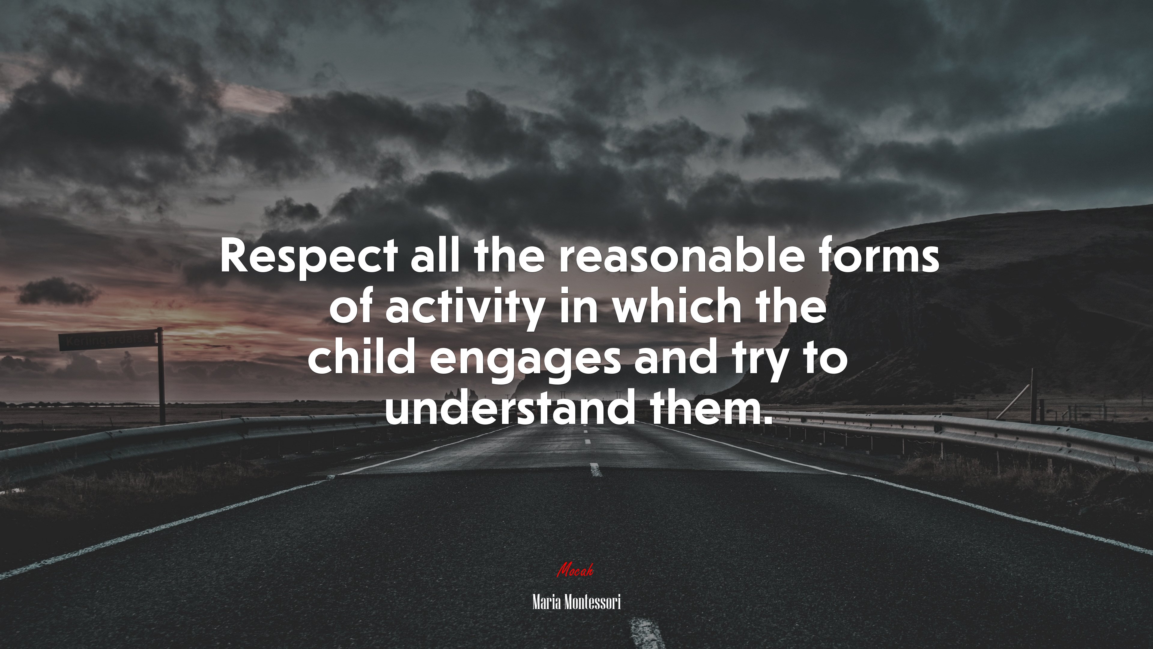 Respect all the reasonable forms of activity in which the child engages and try to understand them. | Maria Montessori quote HD Wallpaper