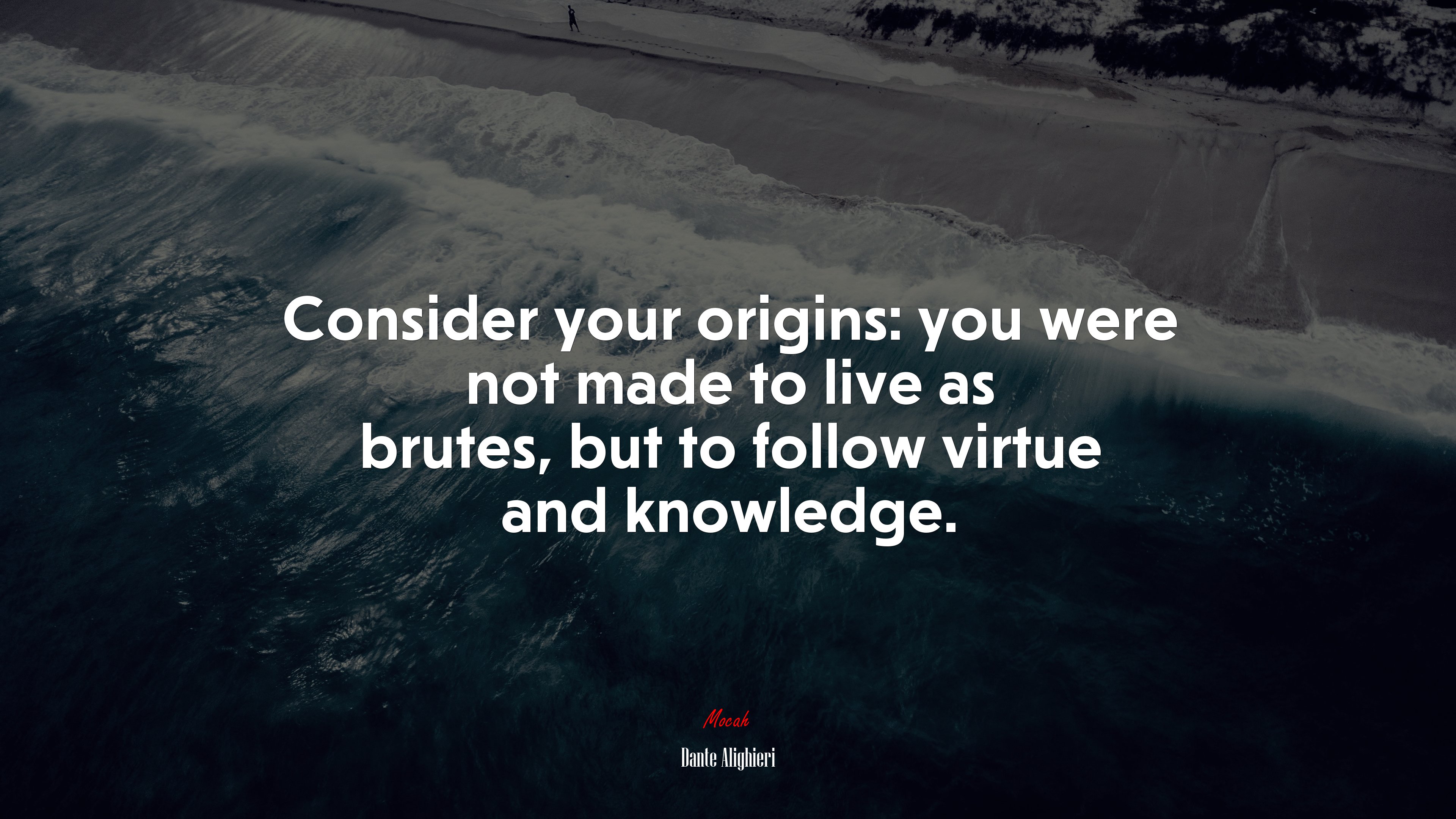 Consider your origins: you were not made to live as brutes, but to follow virtue and knowledge. | Dante Alighieri quote HD Wallpaper