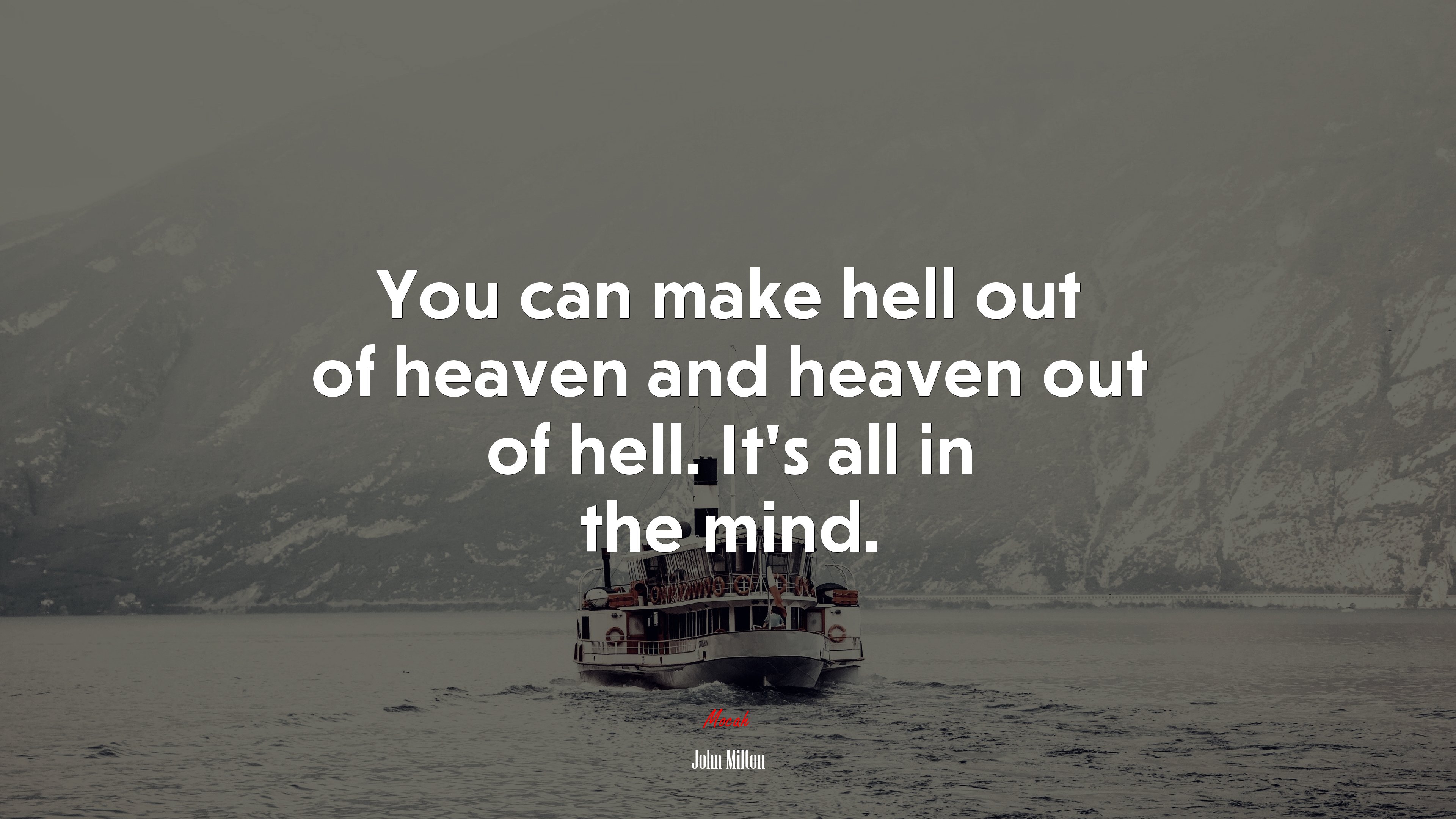 You can make hell out of heaven and heaven out of hell. It’s all in the mind. | John Milton quote HD Wallpaper