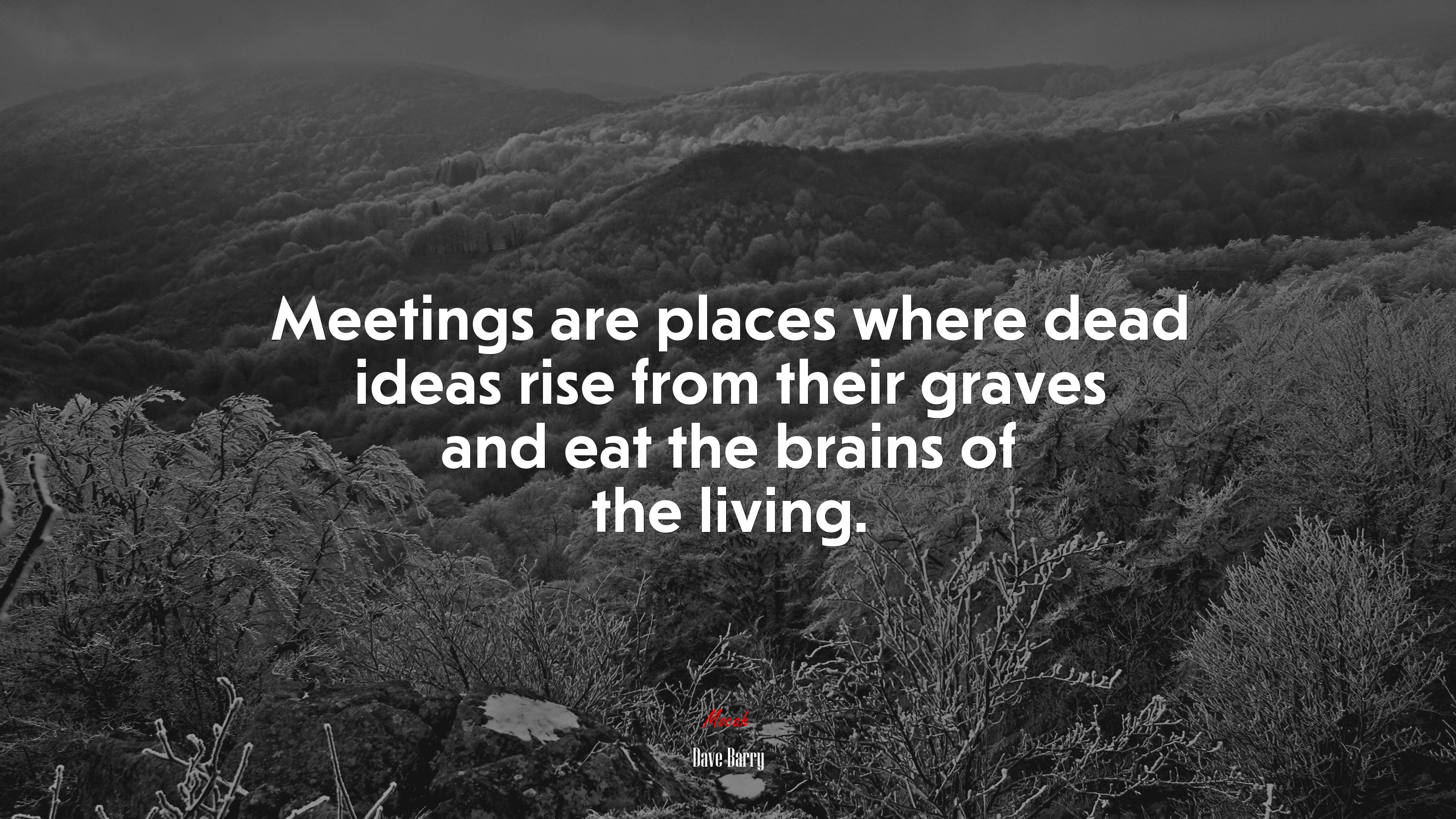 Meetings are places where dead ideas rise from their graves and eat the brains of the living. | Dave Barry quote HD Wallpaper