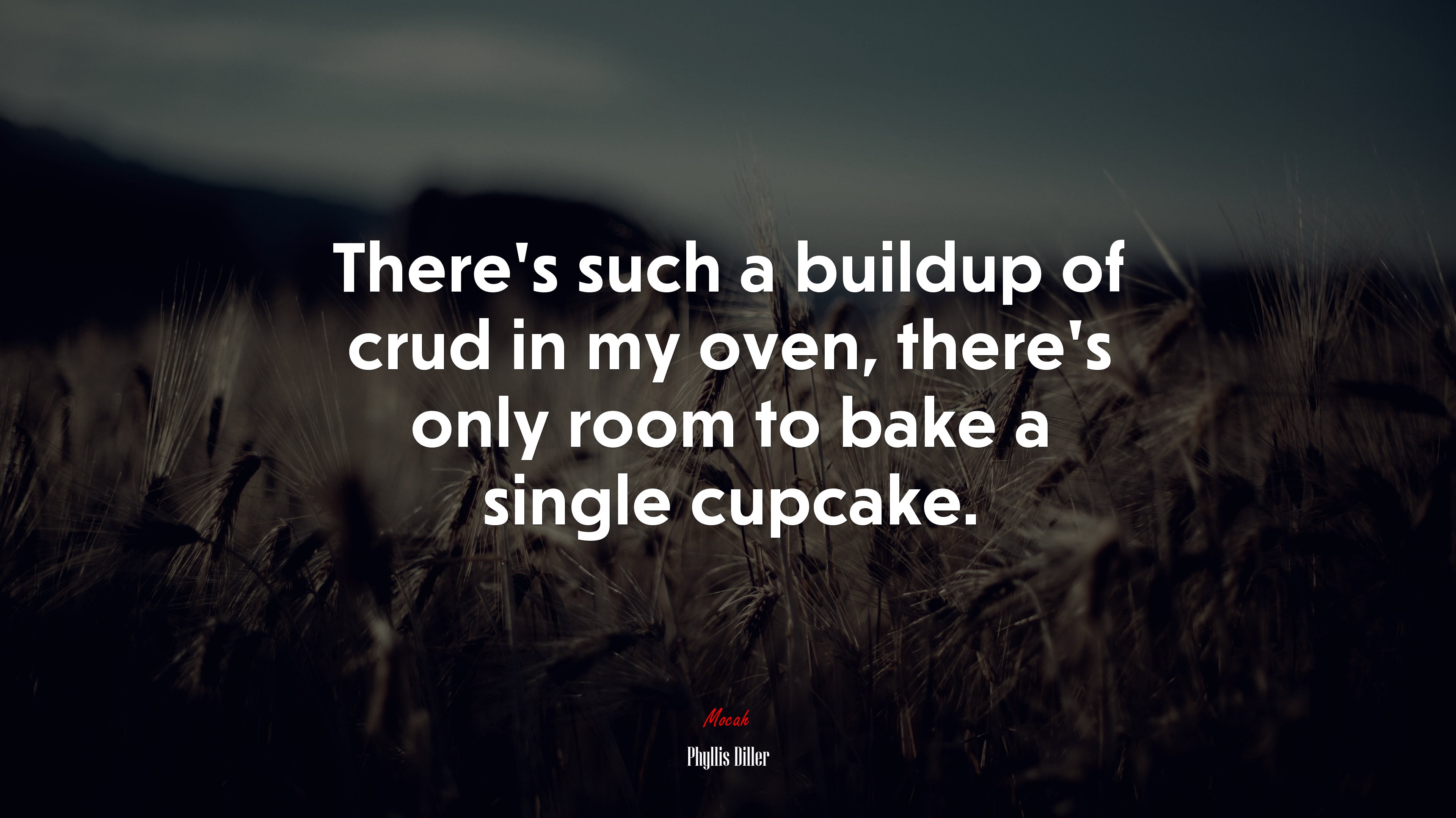 There’s such a buildup of crud in my oven, there’s only room to bake a single cupcake. | Phyllis Diller quote HD Wallpaper