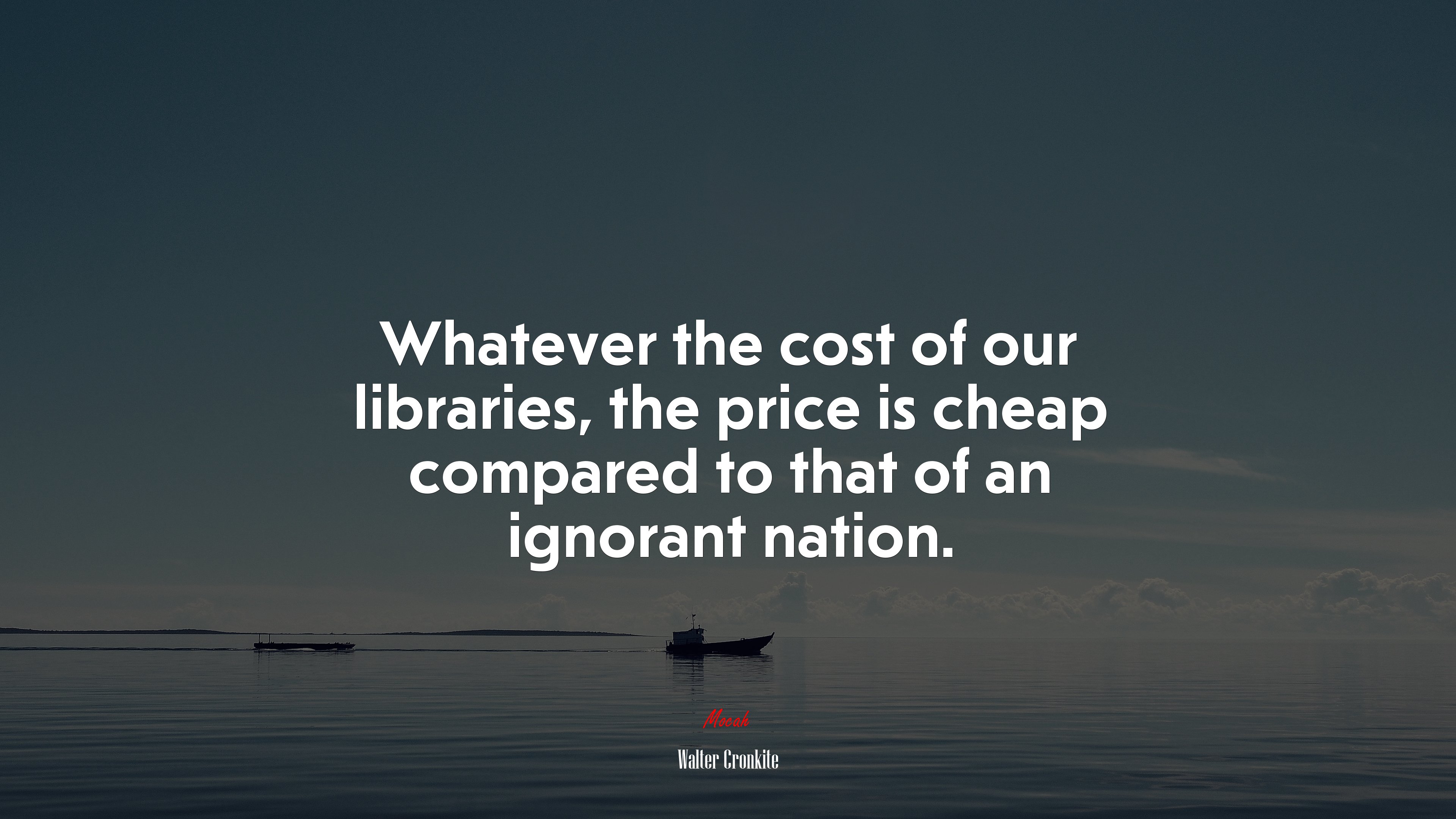 Whatever the cost of our libraries, the price is cheap compared to that of an ignorant nation. | Walter Cronkite quote HD Wallpaper