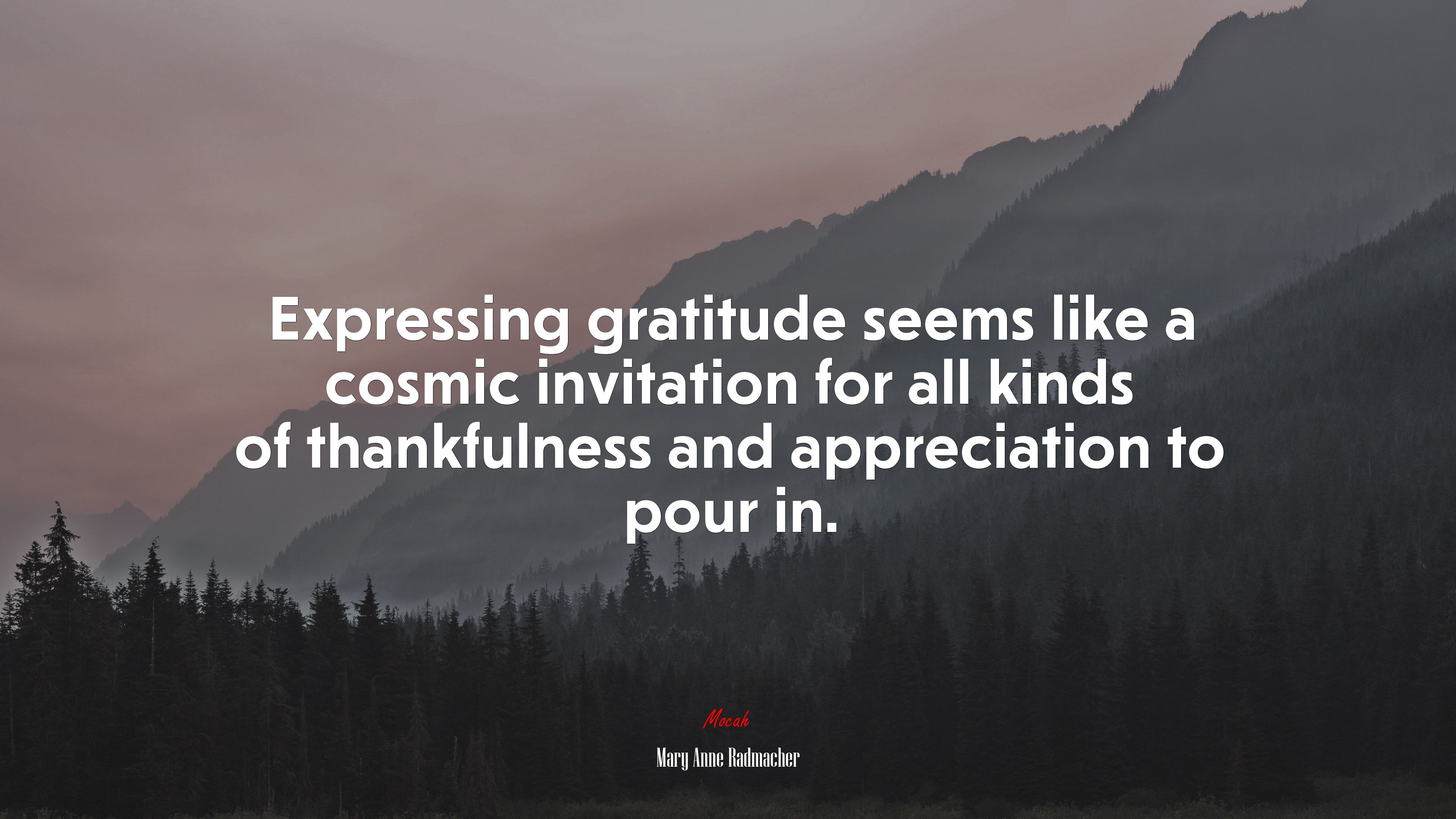 Expressing gratitude seems like a cosmic invitation for all kinds of thankfulness and appreciation to pour in. | Mary Anne Radmacher quote HD Wallpaper