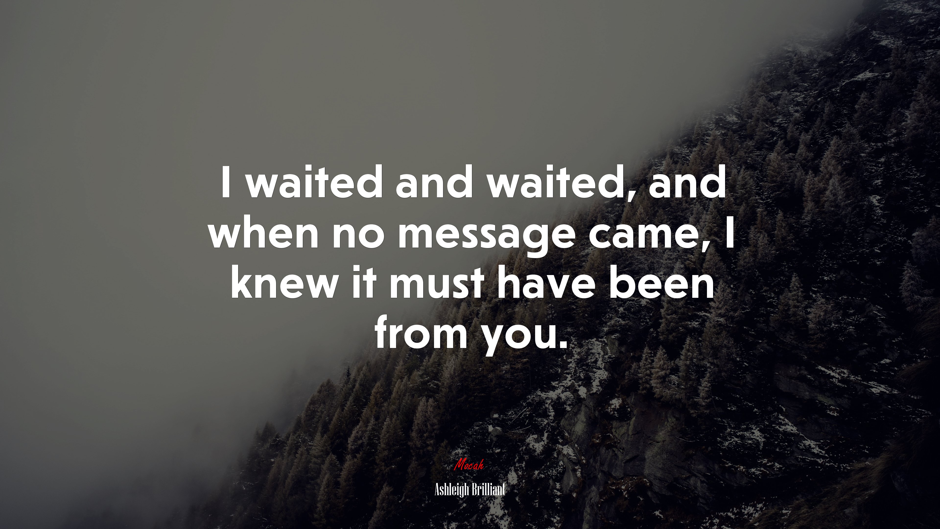 I waited and waited, and when no message came, I knew it must have been from you. | Ashleigh Brilliant quote HD Wallpaper