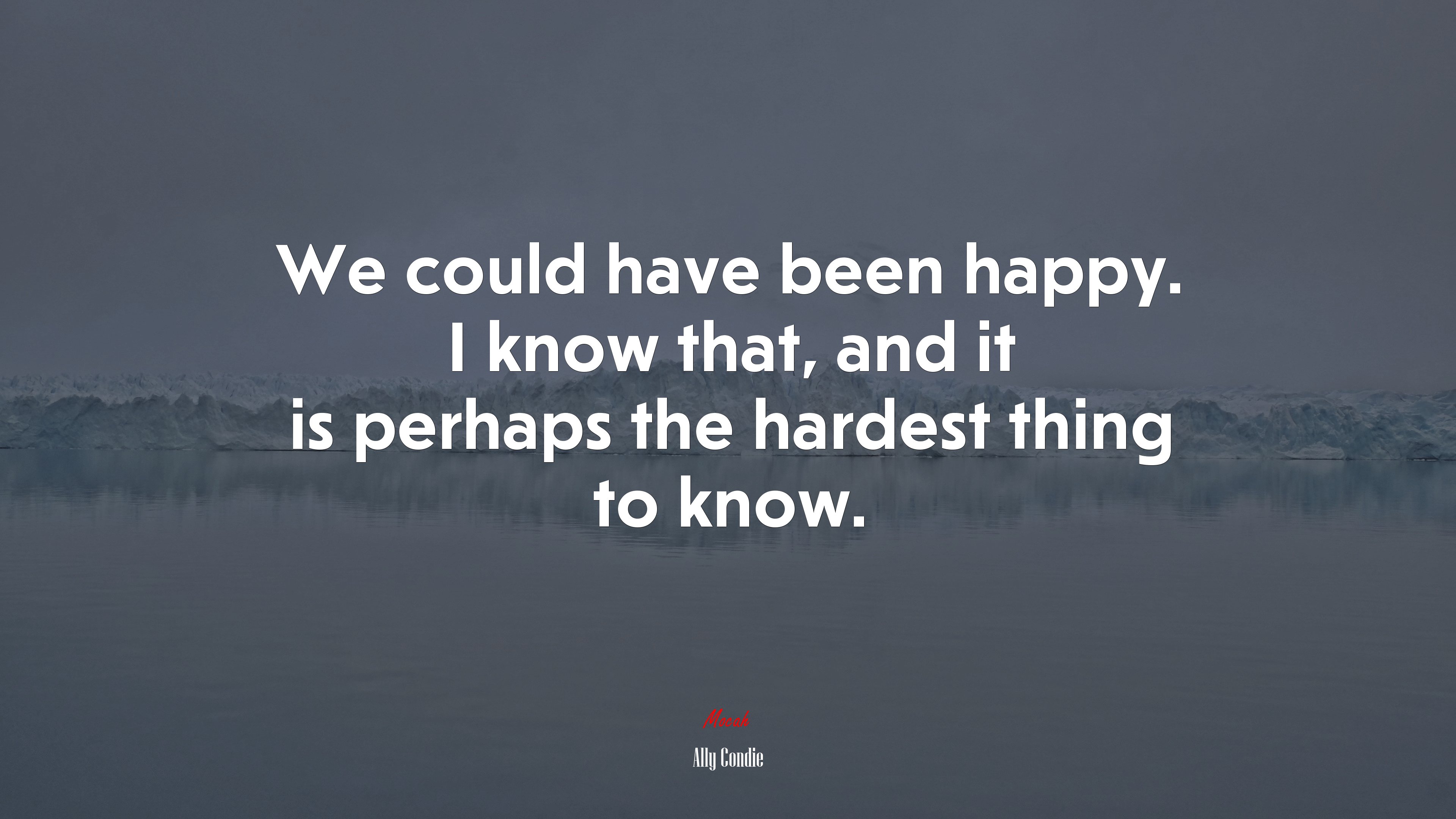 We could have been happy. I know that, and it is perhaps the hardest thing to know. | Ally Condie quote HD Wallpaper