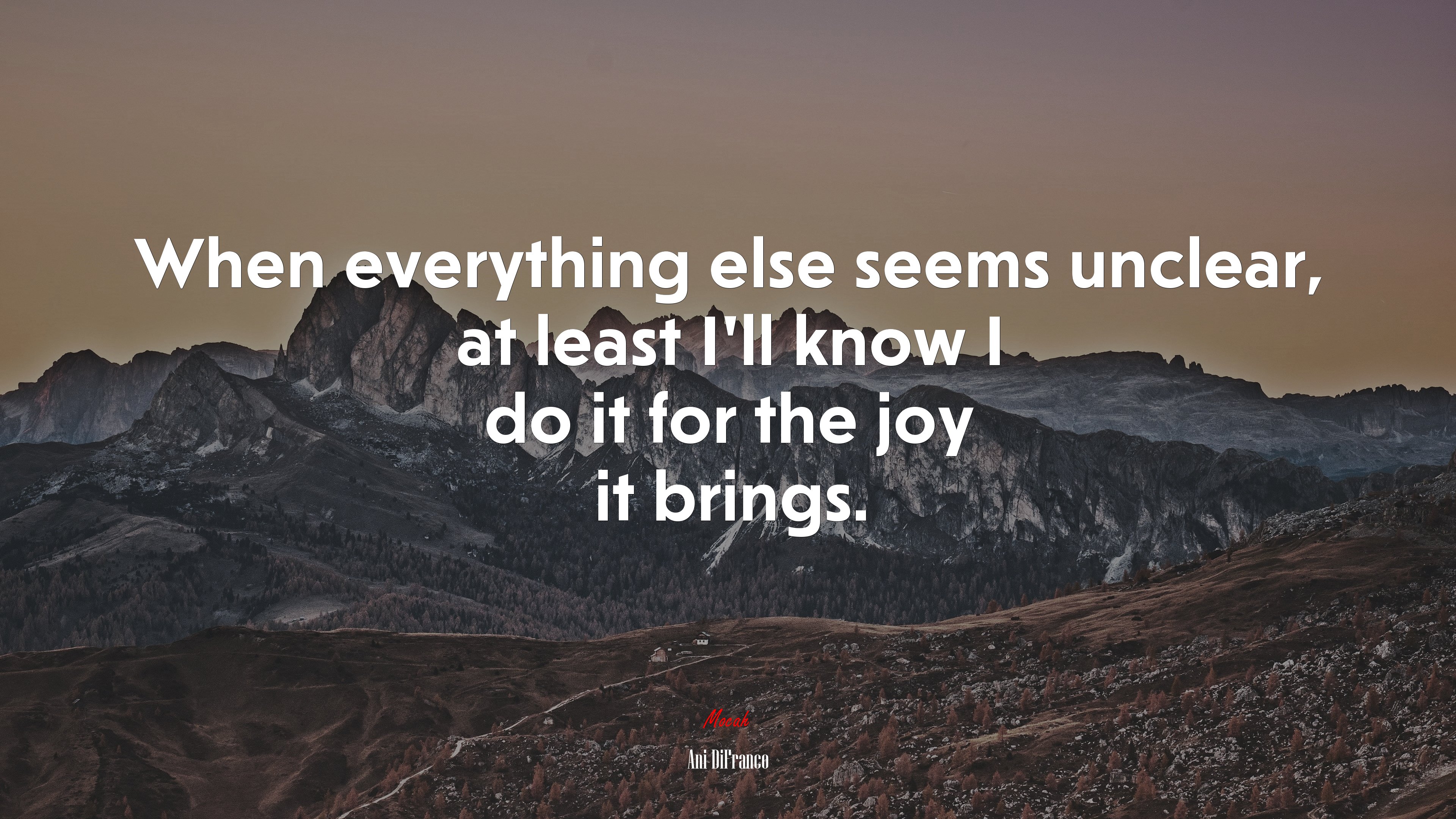 When everything else seems unclear, at least I’ll know I do it for the joy it brings. | Ani DiFranco quote HD Wallpaper