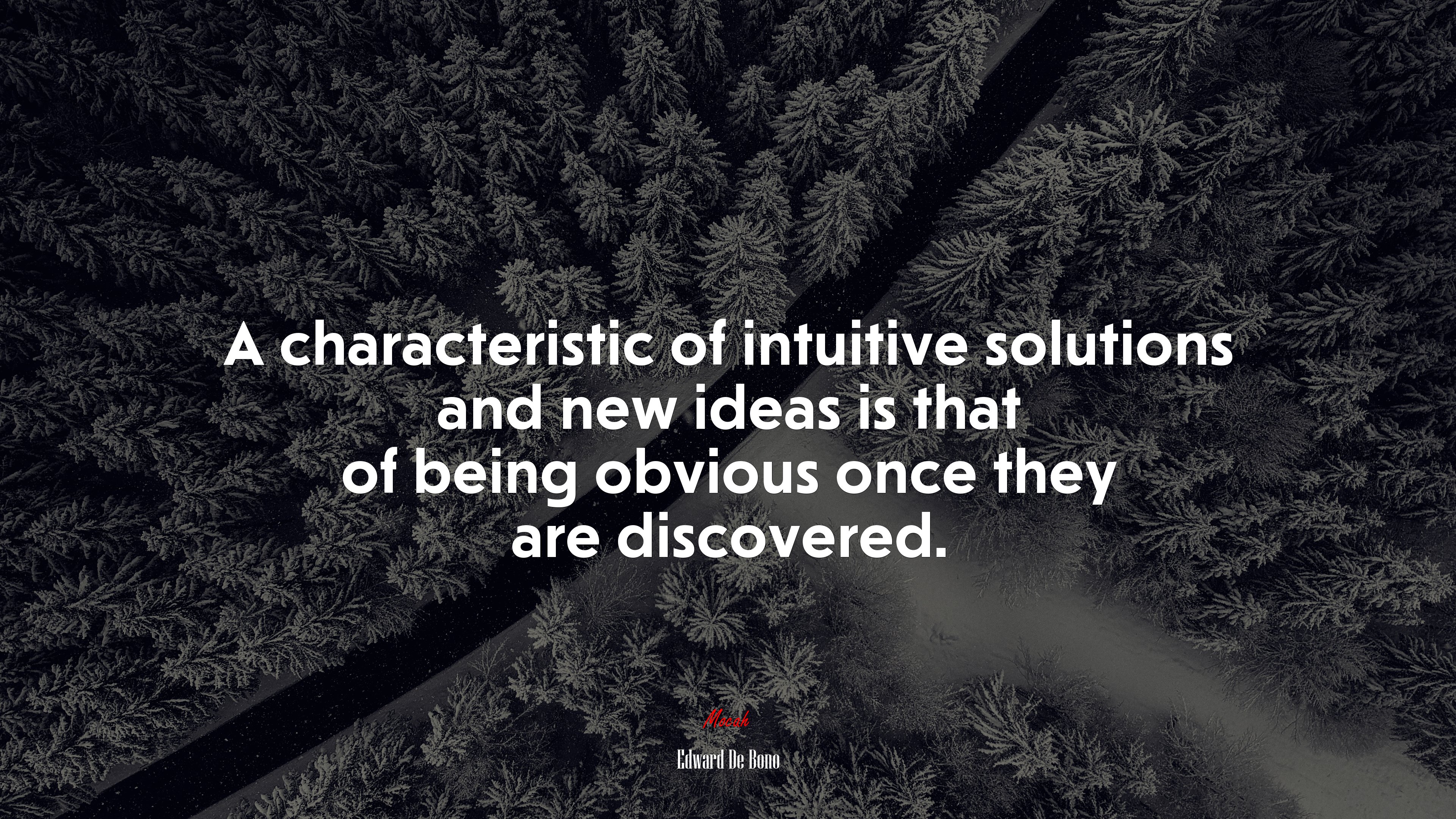 A characteristic of intuitive solutions and new ideas is that of being obvious once they are discovered. | Edward De Bono quote HD Wallpaper