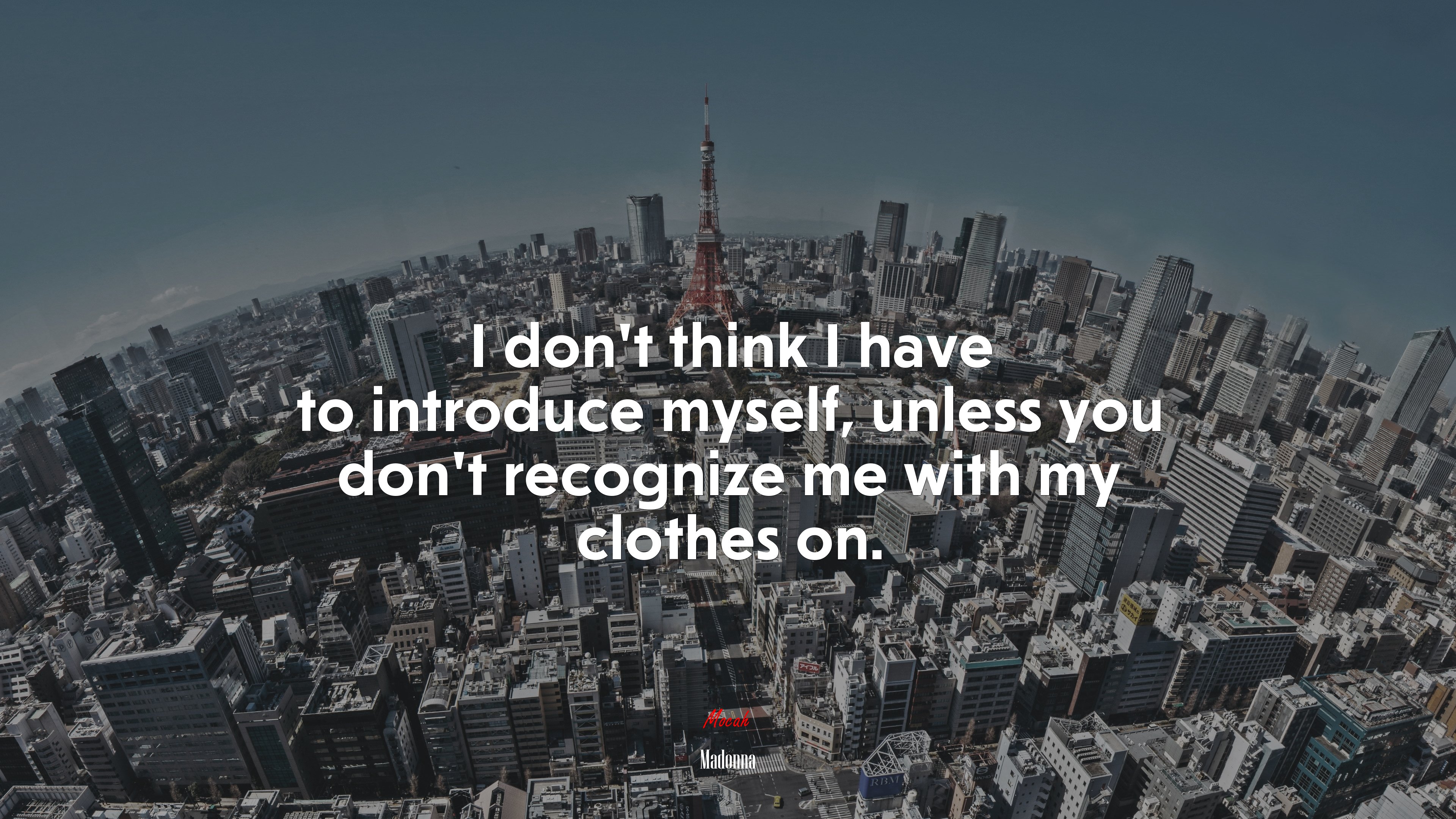 I don’t think I have to introduce myself, unless you don’t recognize me with my clothes on. | Madonna quote HD Wallpaper