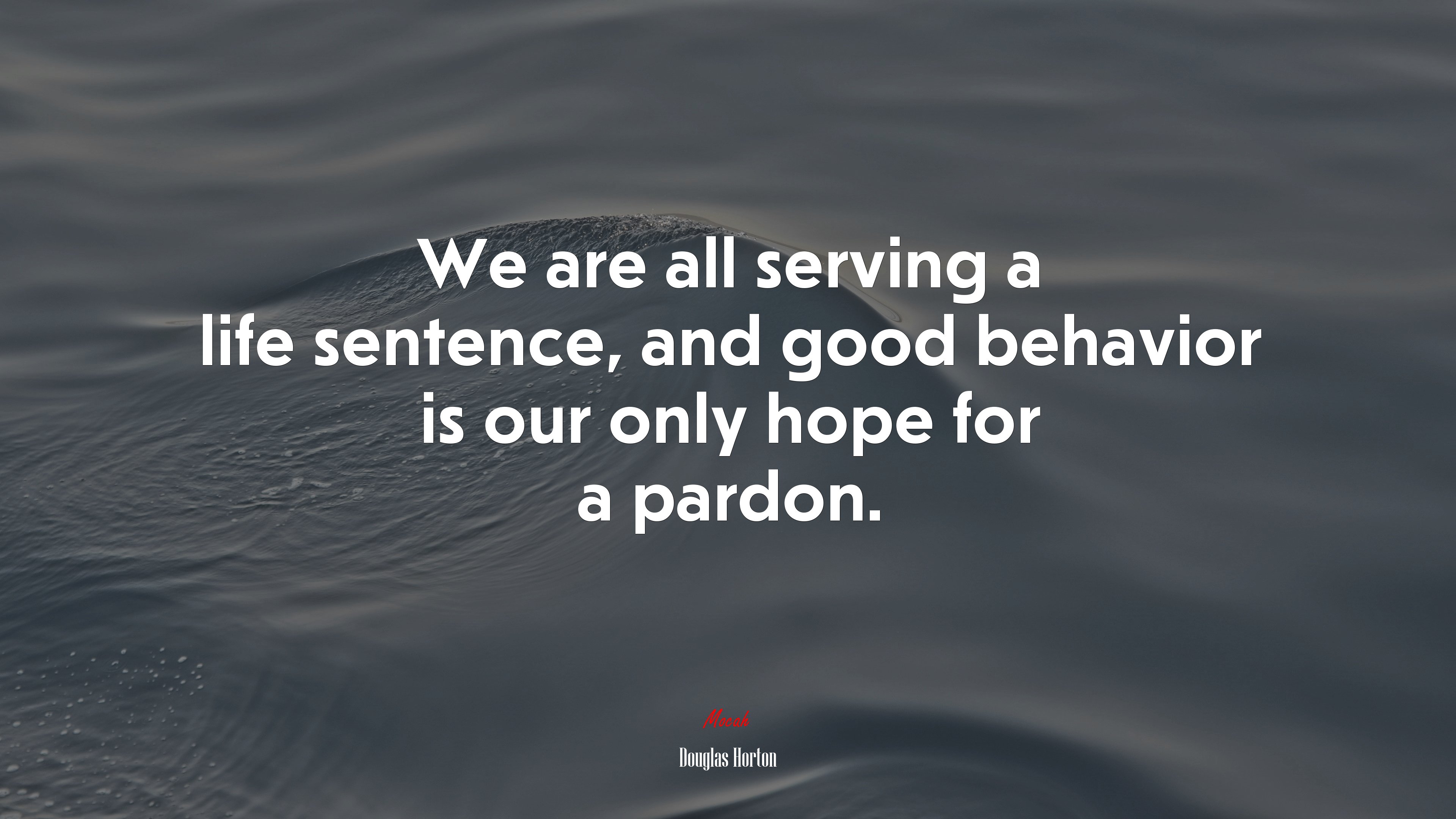 We are all serving a life sentence, and good behavior is our only hope for a pardon. | Douglas Horton quote HD Wallpaper