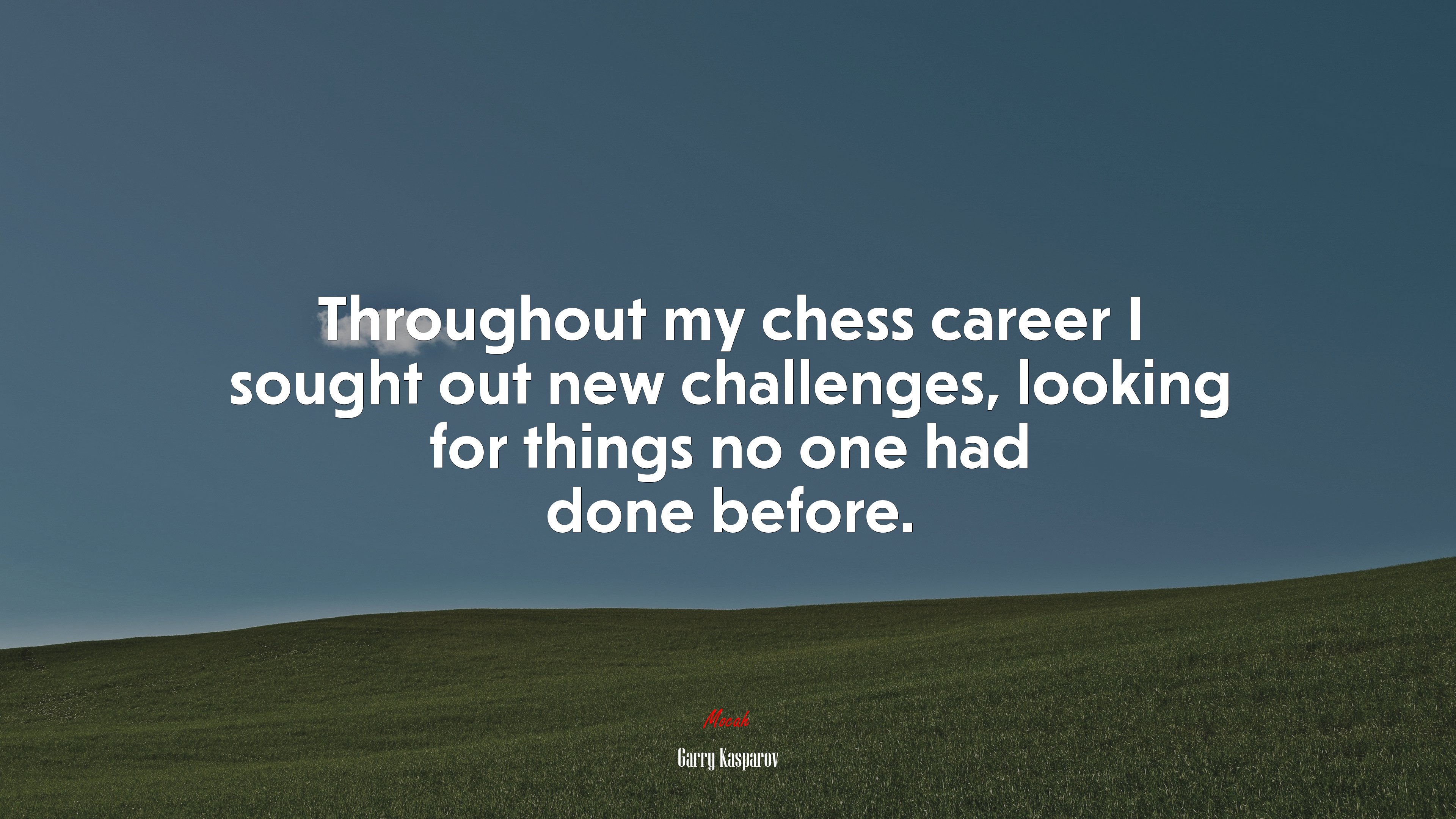 Throughout my chess career I sought out new challenges, looking for things no one had done before. | Garry Kasparov quote HD Wallpaper