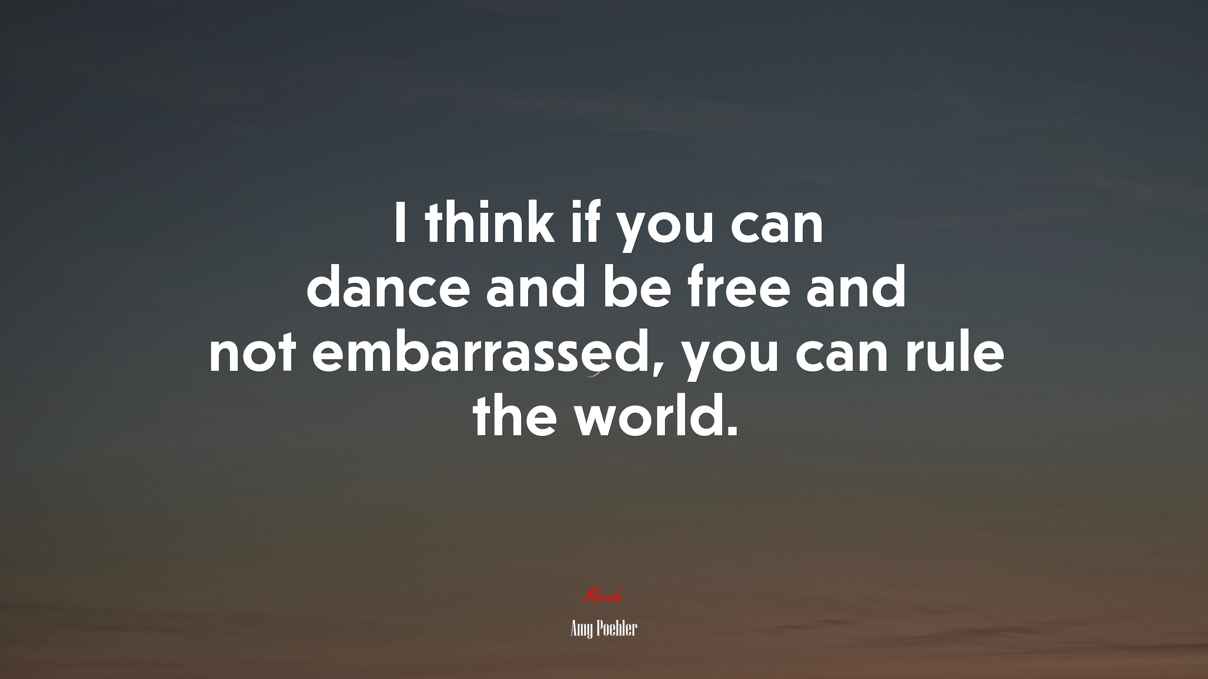 I think if you can dance and be free and not embarrassed, you can rule the world. | Amy Poehler quote HD Wallpaper