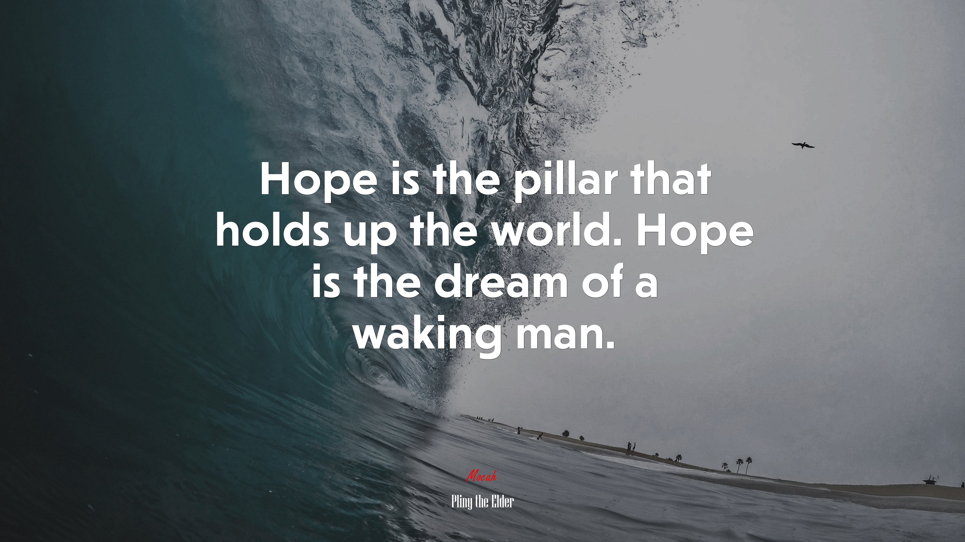 Hope is the pillar that holds up the world. Hope is the dream of a waking man. | Pliny the Elder quote HD Wallpaper