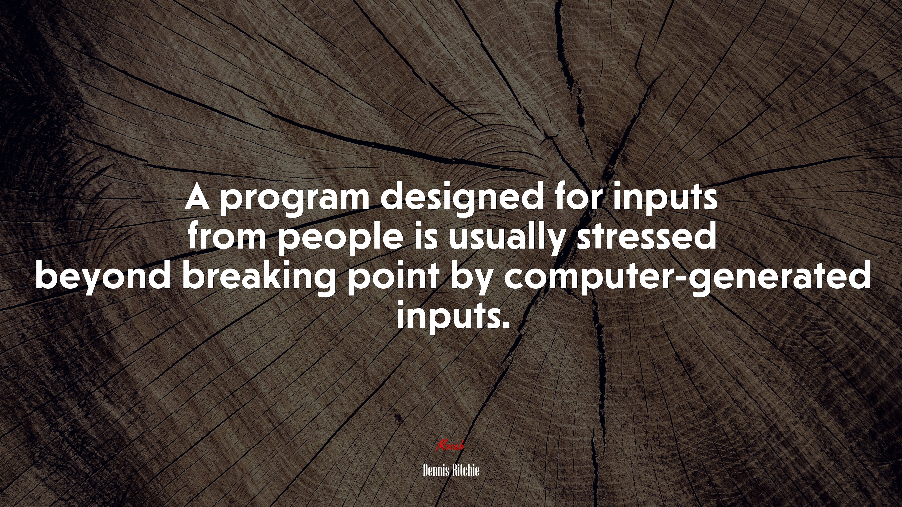 A program designed for inputs from people is usually stressed beyond breaking point by computer-generated inputs. | Dennis Ritchie quote HD Wallpaper
