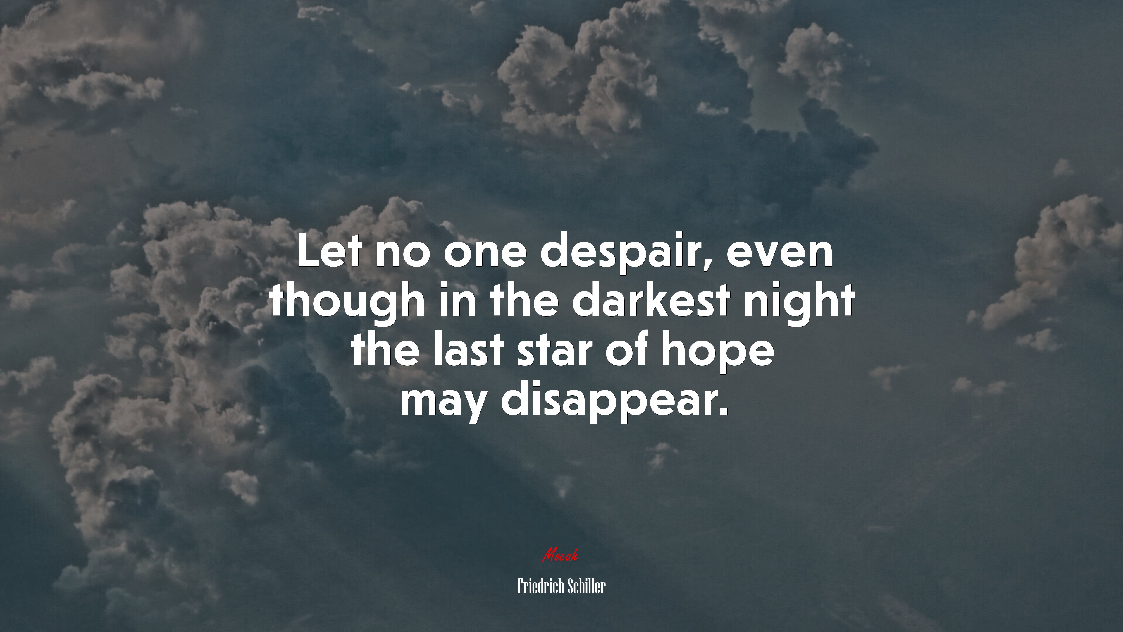 Let no one despair, even though in the darkest night the last star of hope may disappear. | Friedrich Schiller quote HD Wallpaper