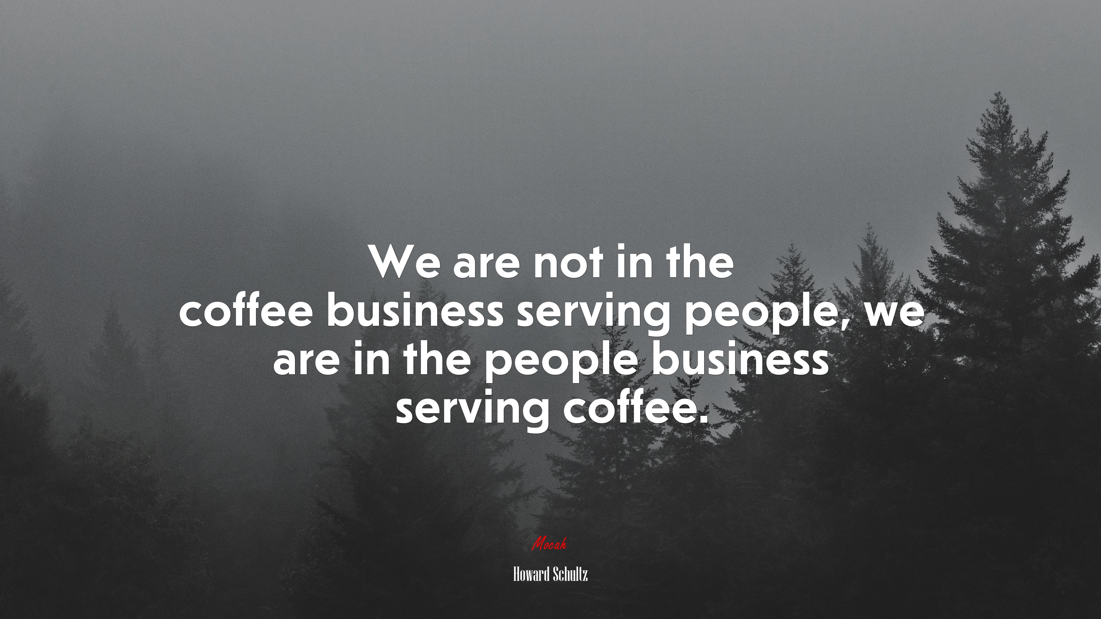 We are not in the coffee business serving people, we are in the people business serving coffee. | Howard Schultz quote HD Wallpaper
