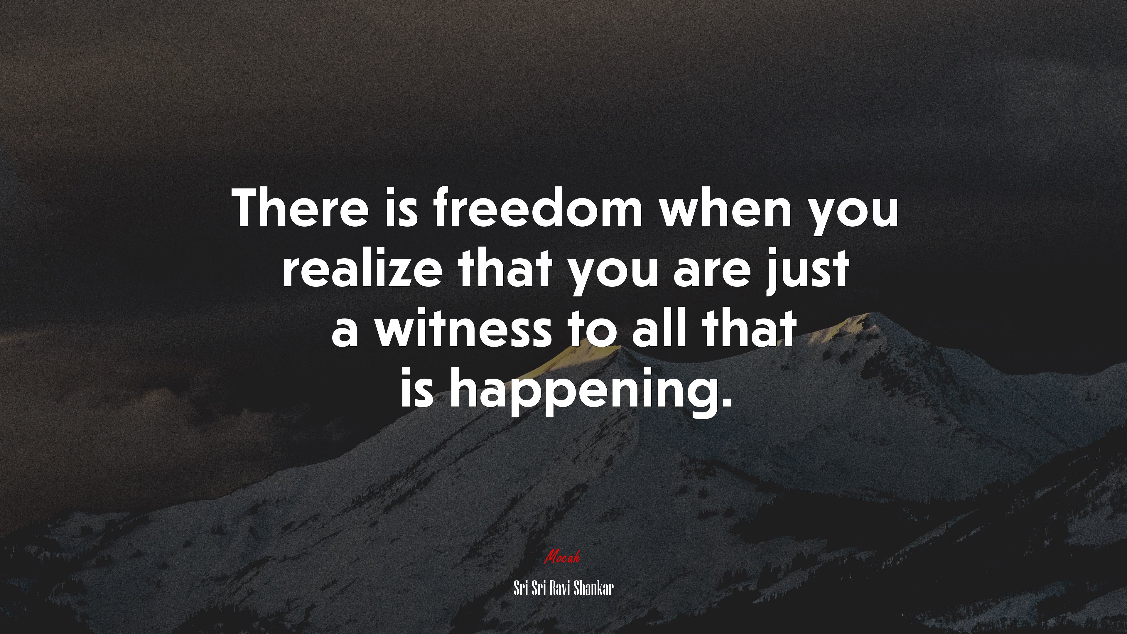 There is freedom when you realize that you are just a witness to all that is happening. | Sri Sri Ravi Shankar quote HD Wallpaper