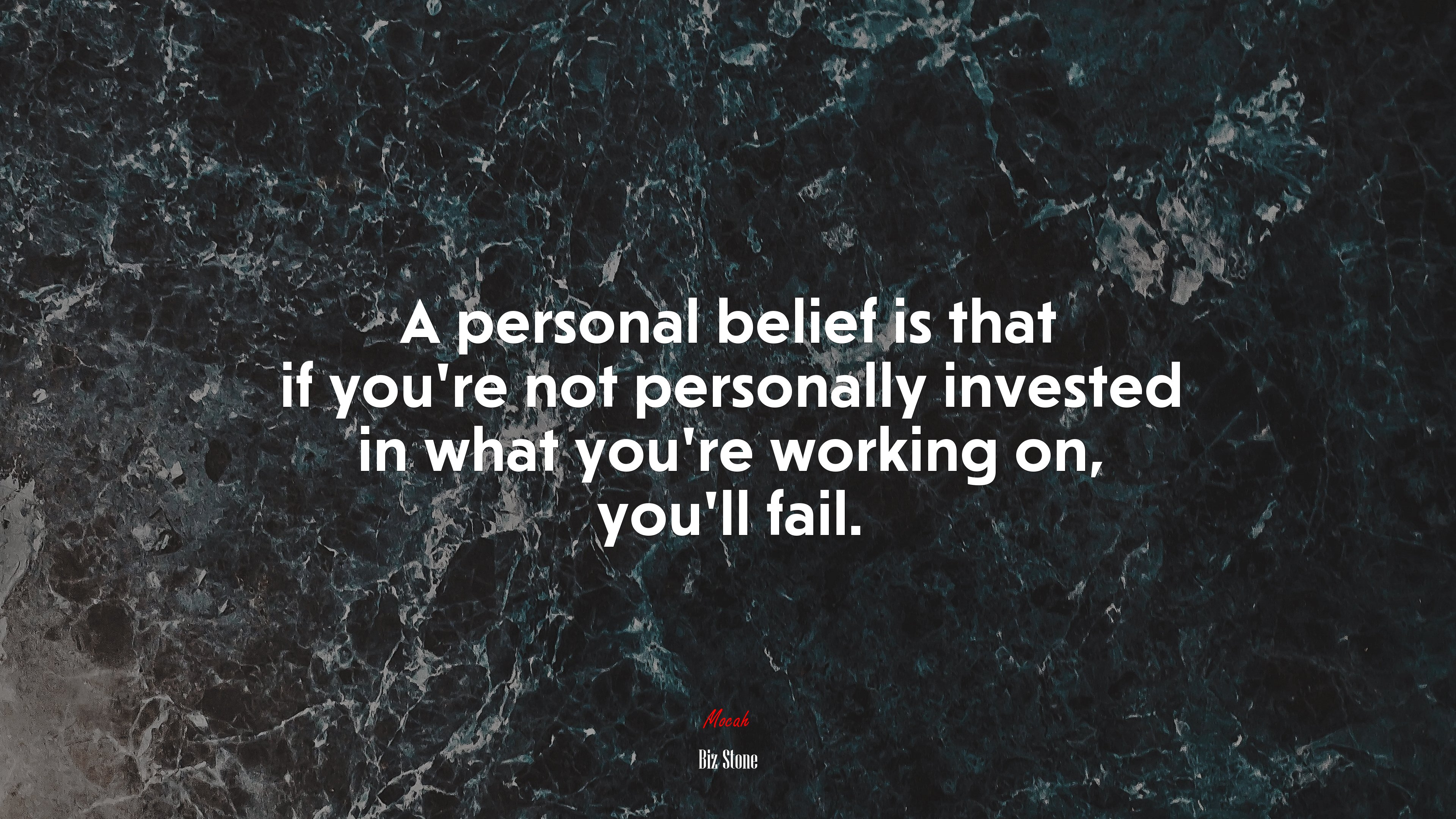 A personal belief is that if you’re not personally invested in what you’re working on, you’ll fail. | Biz Stone quote HD Wallpaper