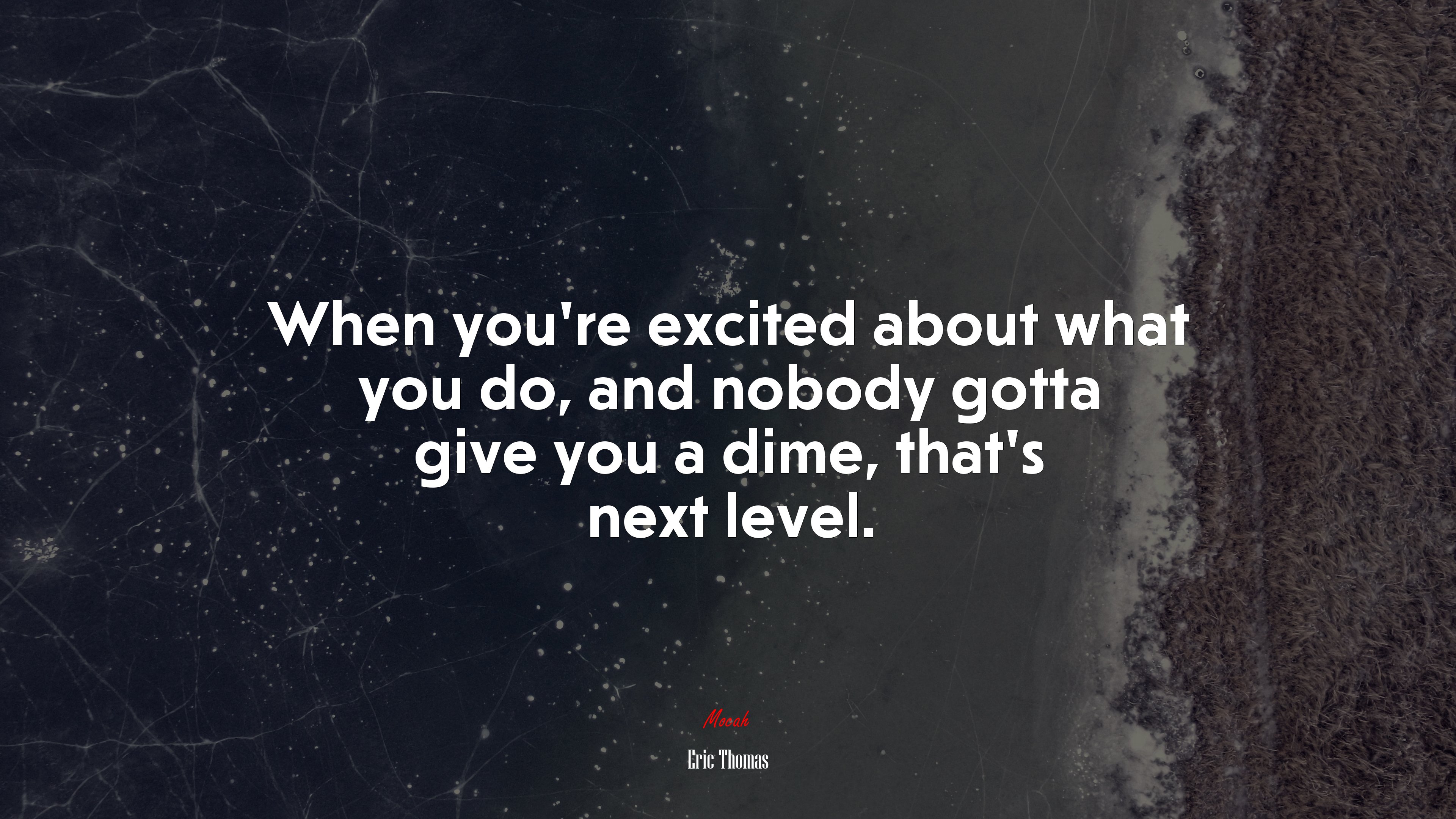 When you’re excited about what you do, and nobody gotta give you a dime, that’s next level. | Eric Thomas quote HD Wallpaper
