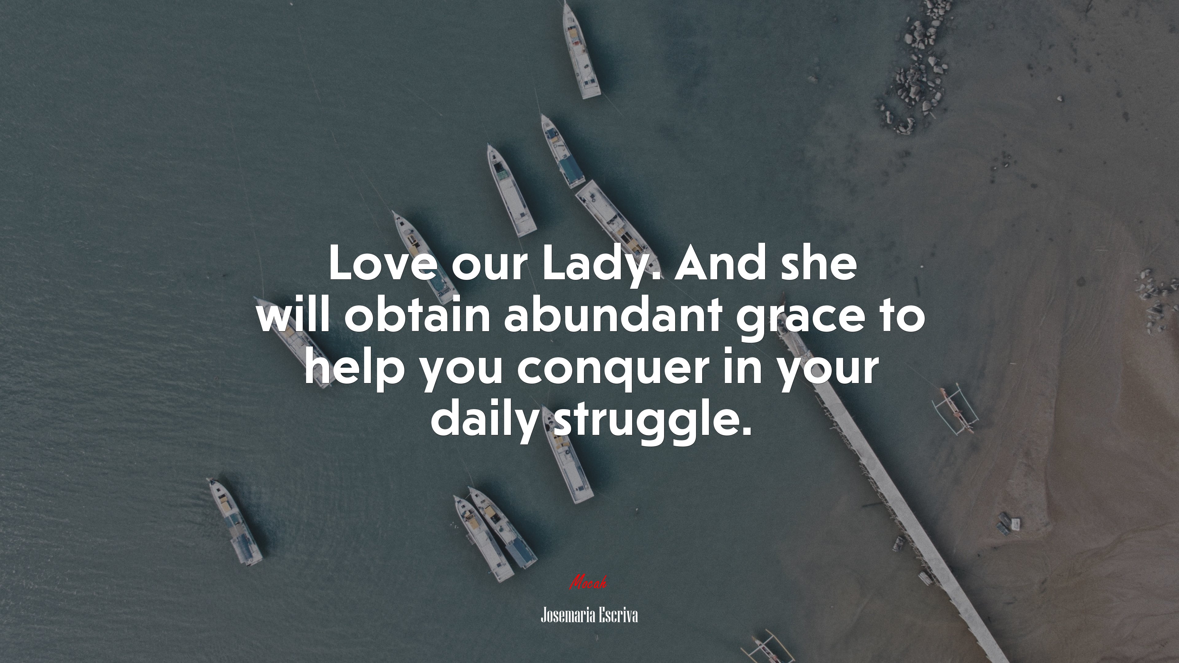 Love our Lady. And she will obtain abundant grace to help you conquer in your daily struggle. | Josemaría Escrivá quote HD Wallpaper