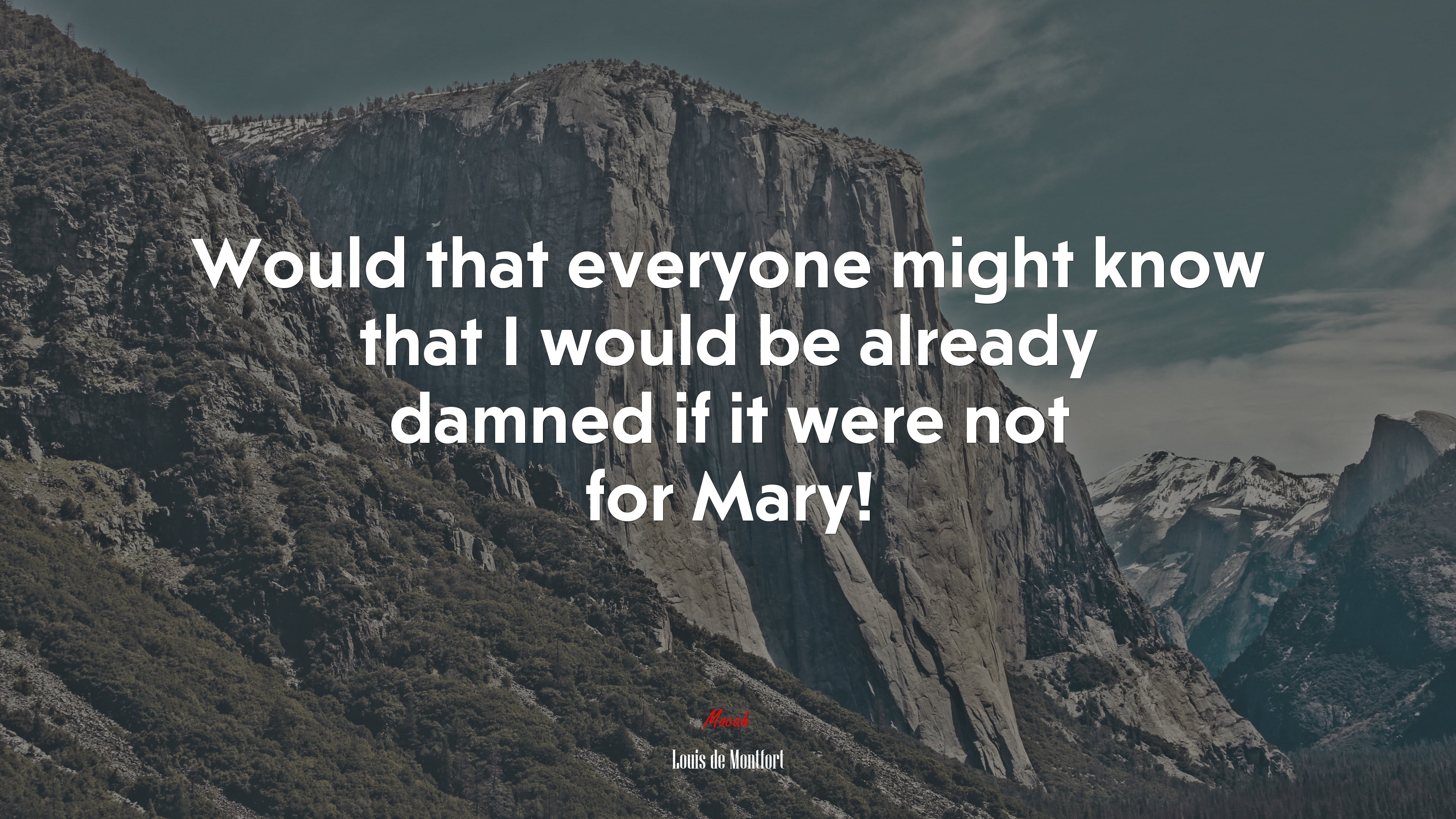 Would that everyone might know that I would be already damned if it were not for Mary! | Louis de Montfort quote HD Wallpaper