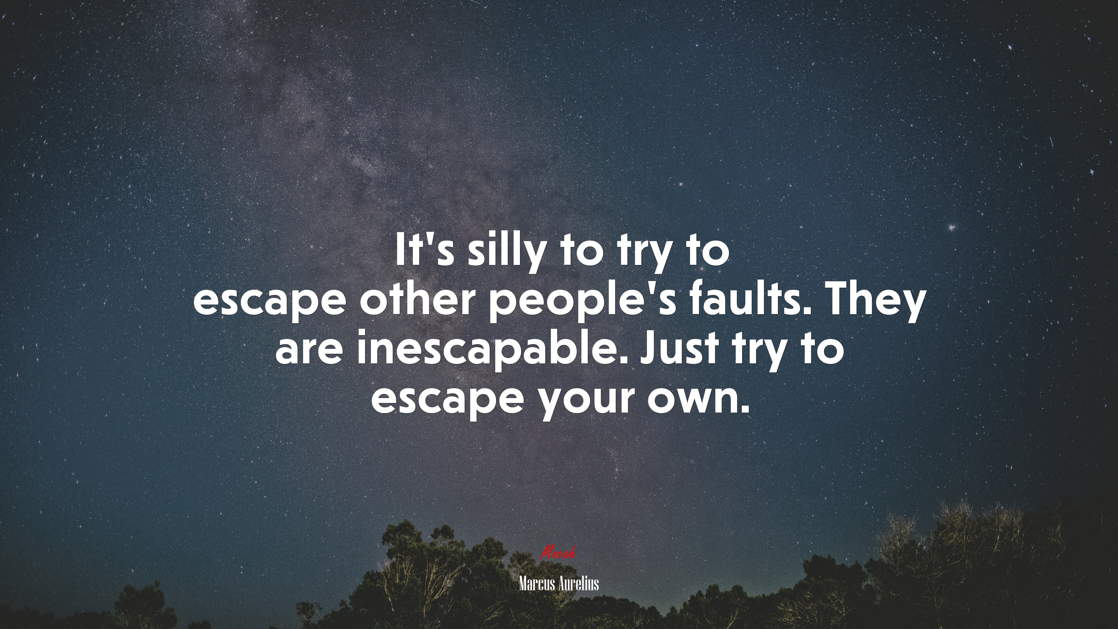 It’s silly to try to escape other people’s faults. They are inescapable. Just try to escape your own. | Marcus Aurelius quote HD Wallpaper