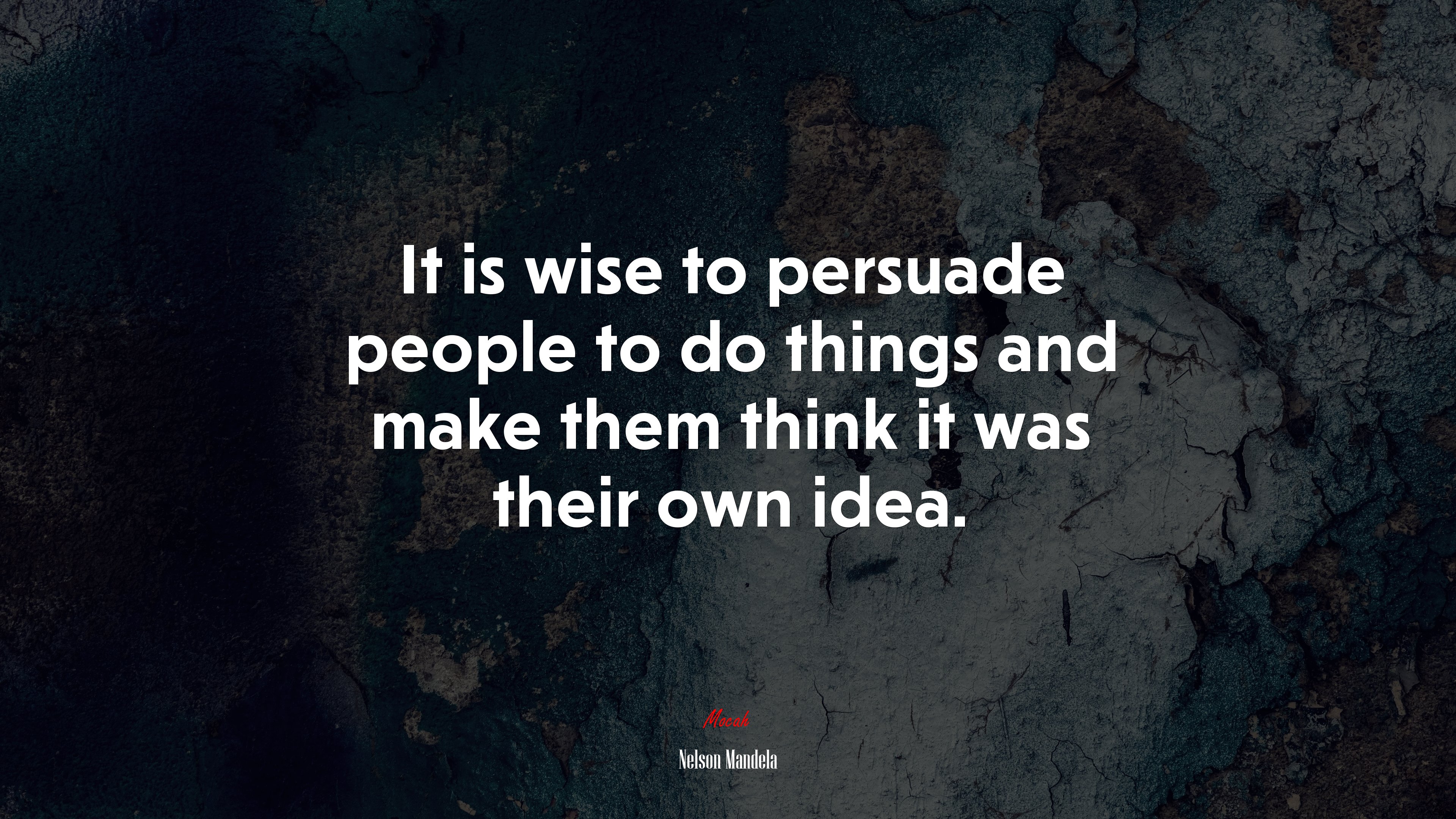 It is wise to persuade people to do things and make them think it was their own idea. | Nelson Mandela quote HD Wallpaper