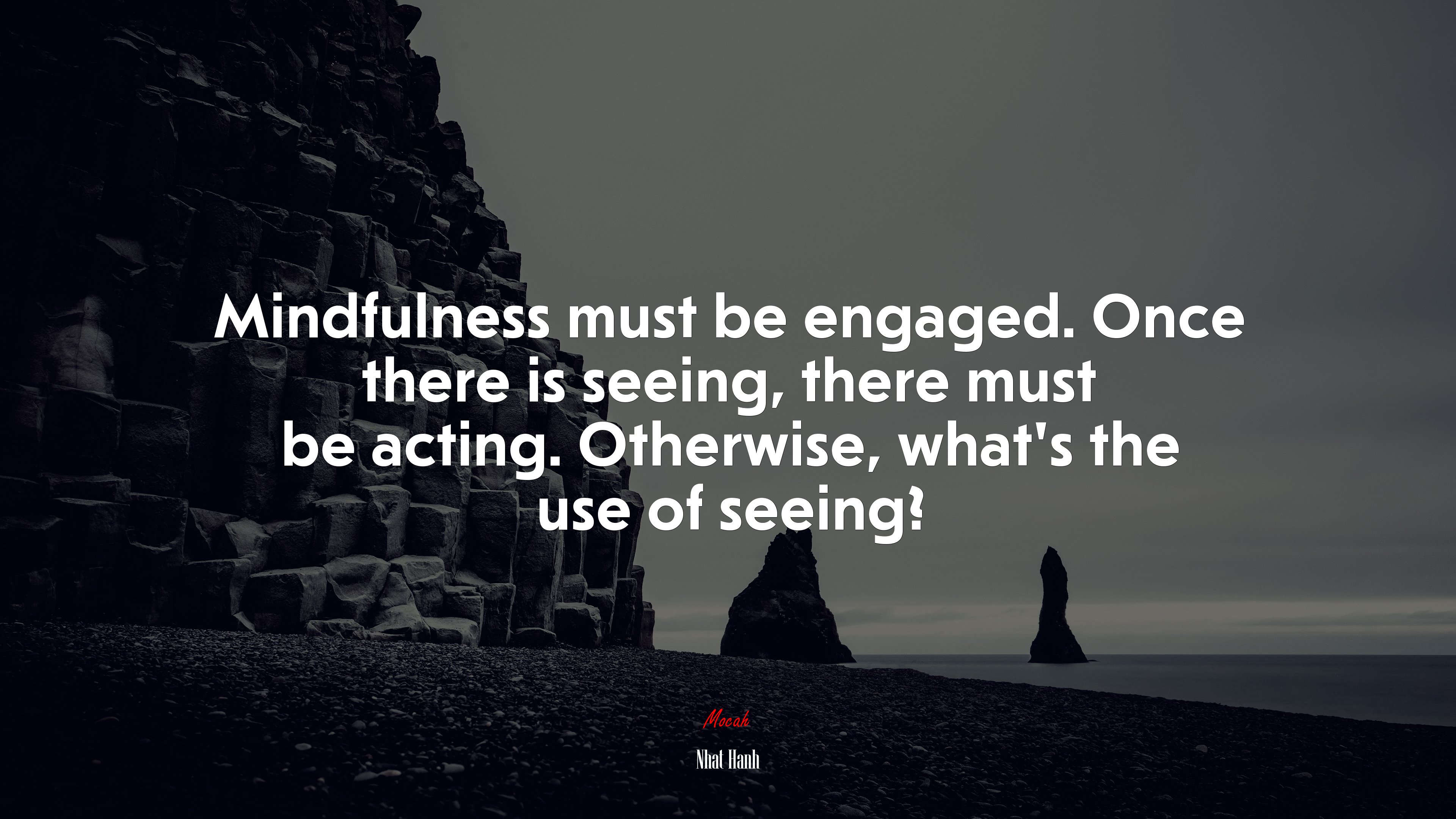 Mindfulness must be engaged. Once there is seeing, there must be acting. Otherwise, what’s the use of seeing? | Nhat Hanh quote HD Wallpaper