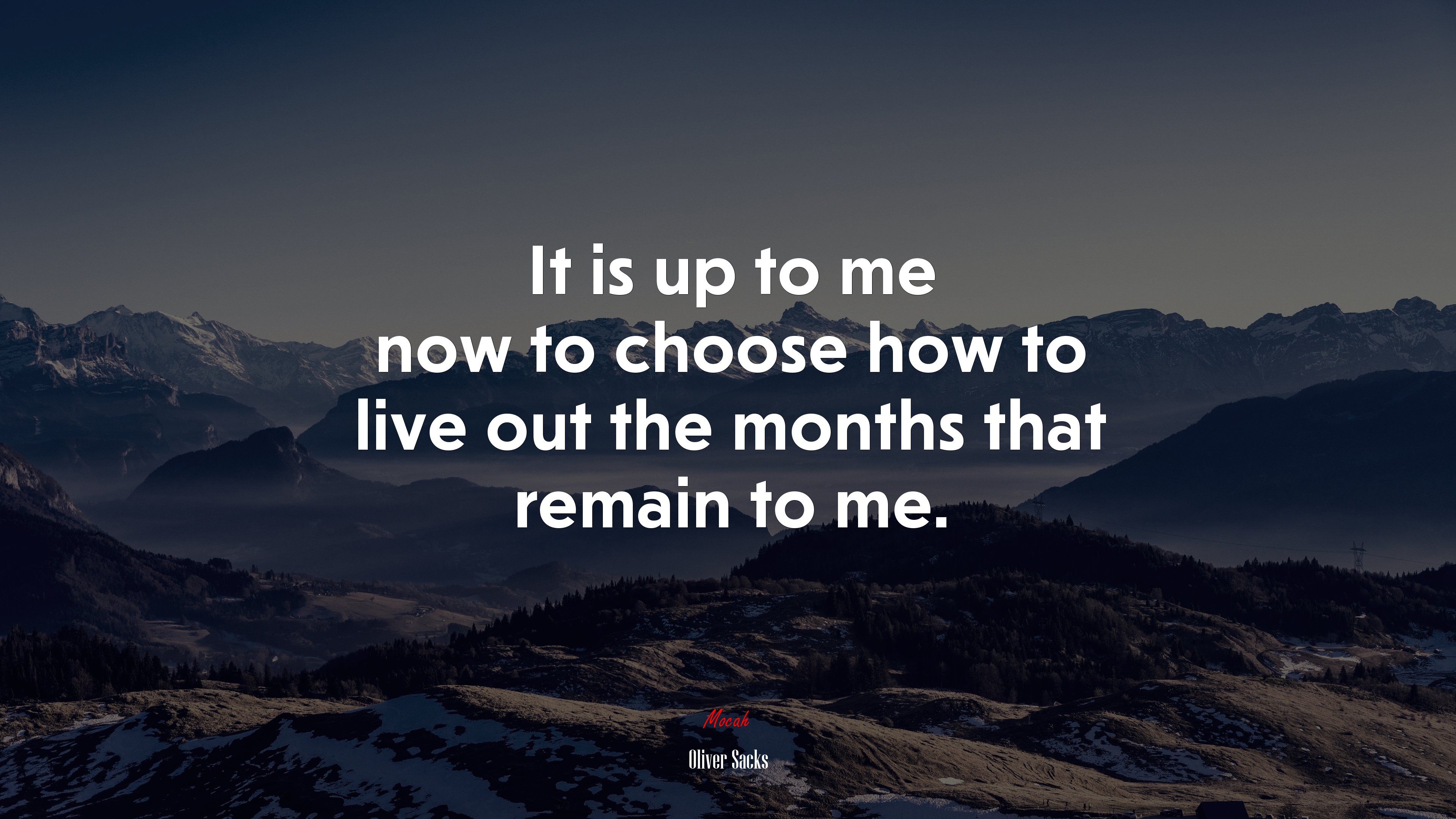 It is up to me now to choose how to live out the months that remain to me. | Oliver Sacks quote HD Wallpaper