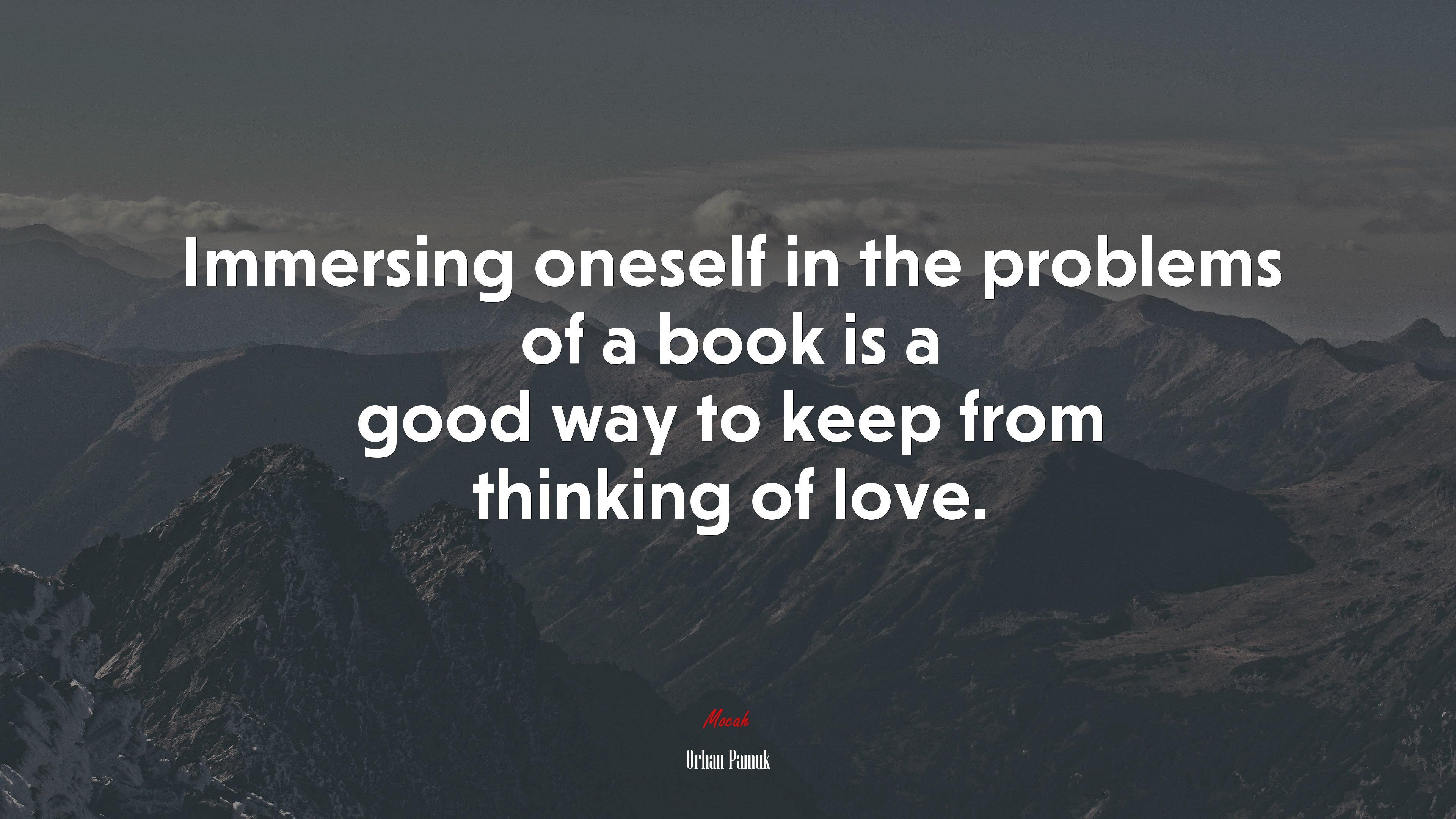 Immersing oneself in the problems of a book is a good way to keep from thinking of love. | Orhan Pamuk quote HD Wallpaper