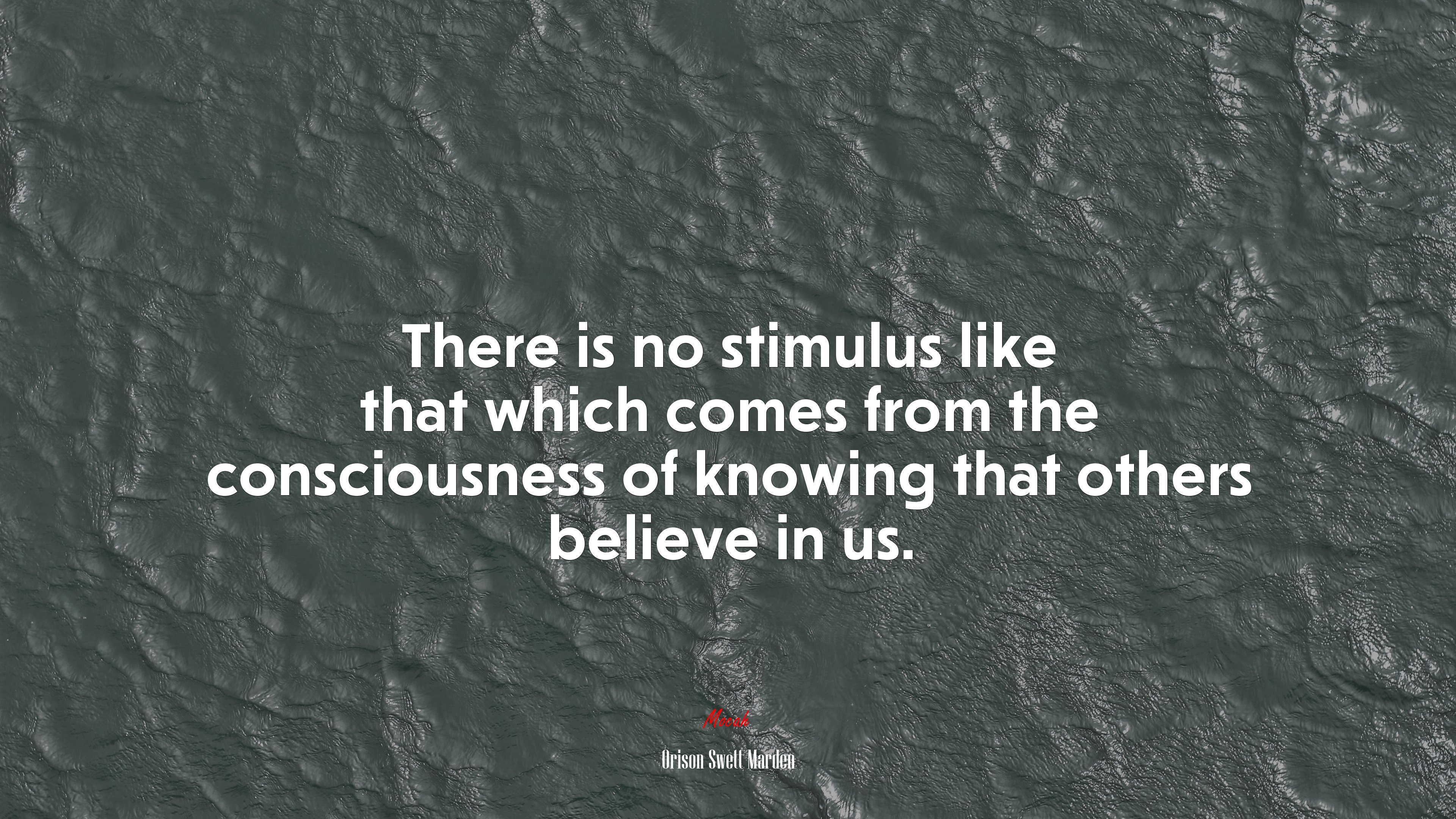 There is no stimulus like that which comes from the consciousness of knowing that others believe in us. | Orison Swett Marden quote HD Wallpaper