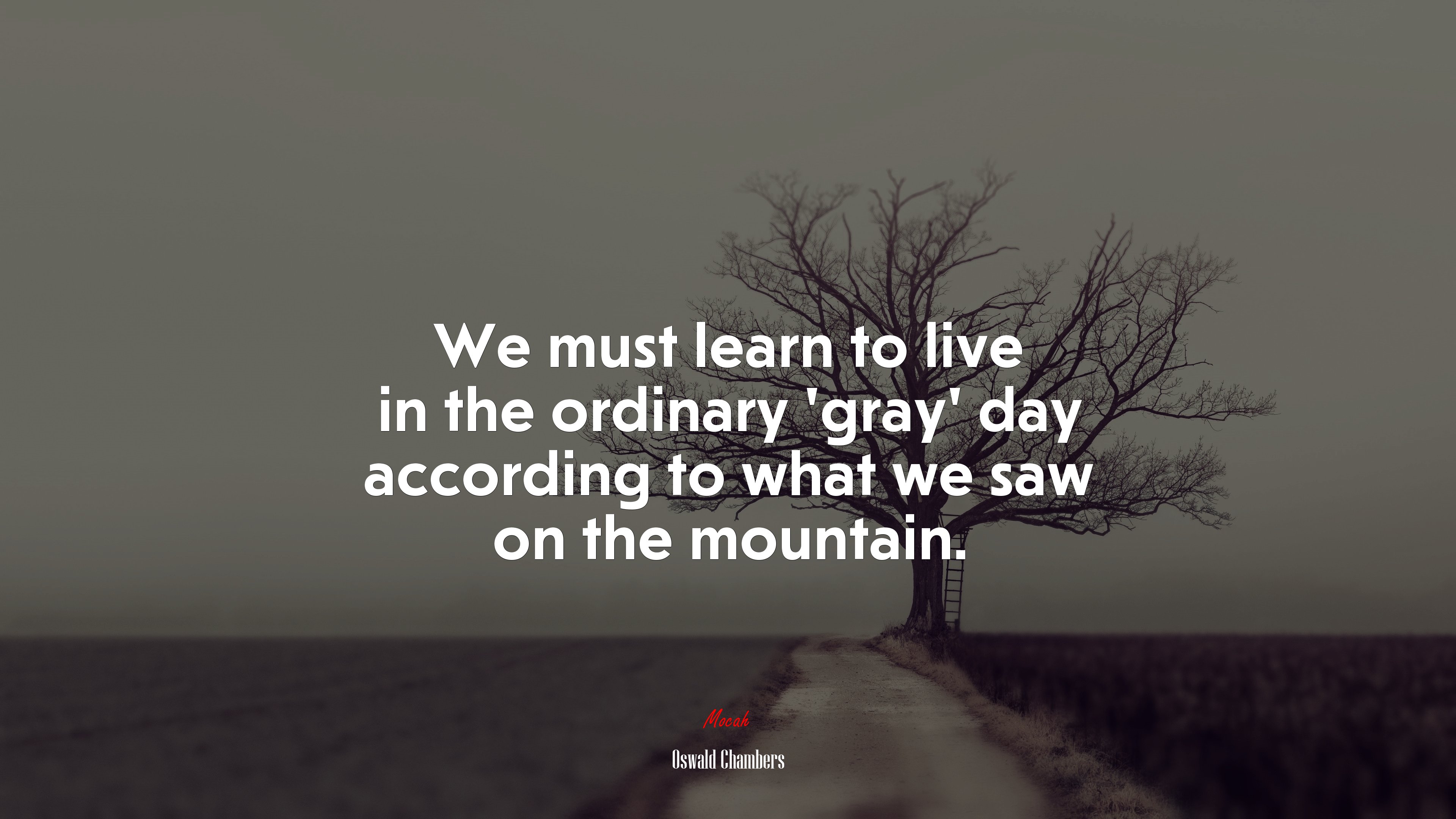 We must learn to live in the ordinary ‘gray’ day according to what we saw on the mountain. | Oswald Chambers quote HD Wallpaper