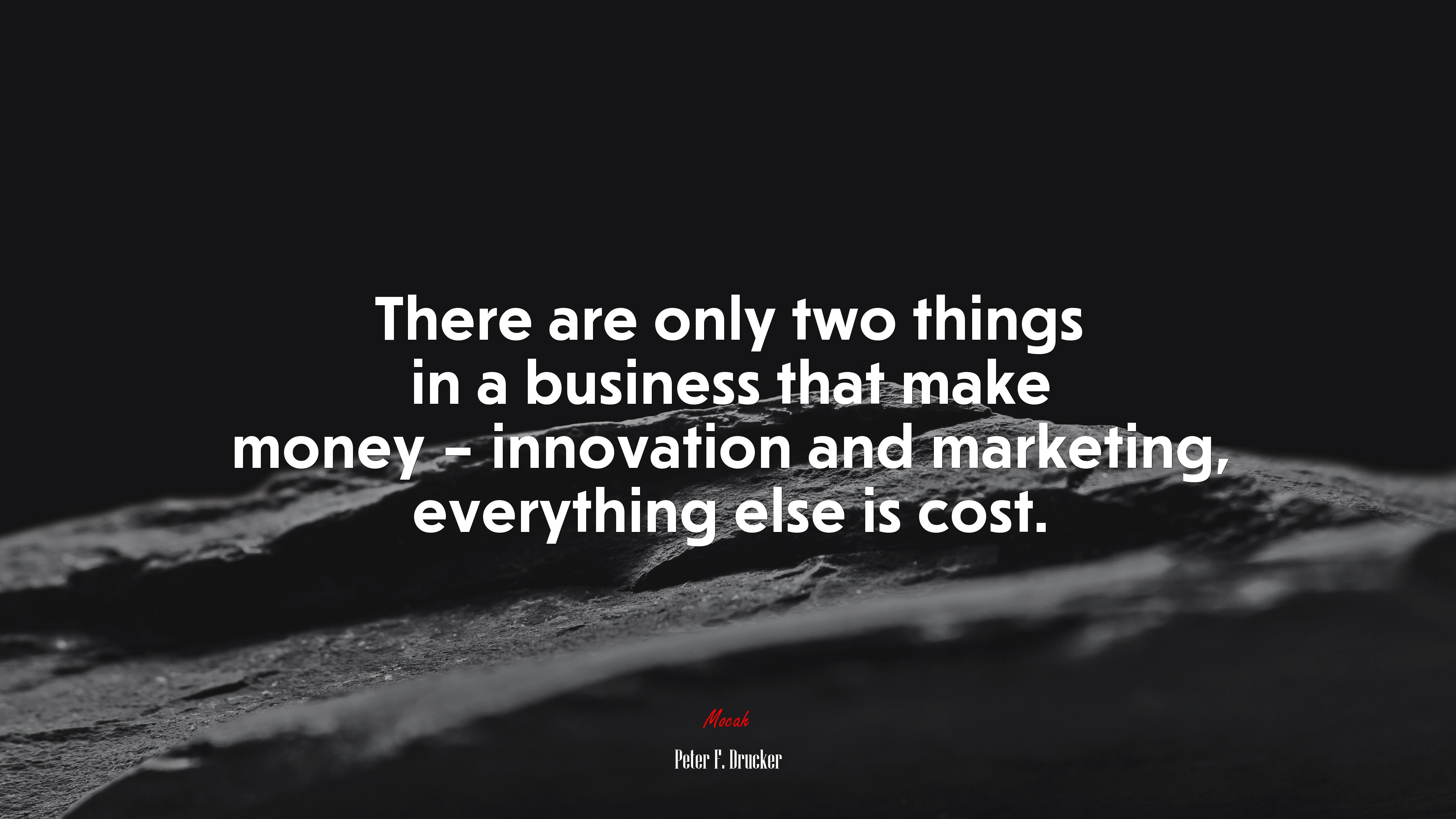 There are only two things in a business that make money – innovation and marketing, everything else is cost. | Peter F. Drucker quote HD Wallpaper
