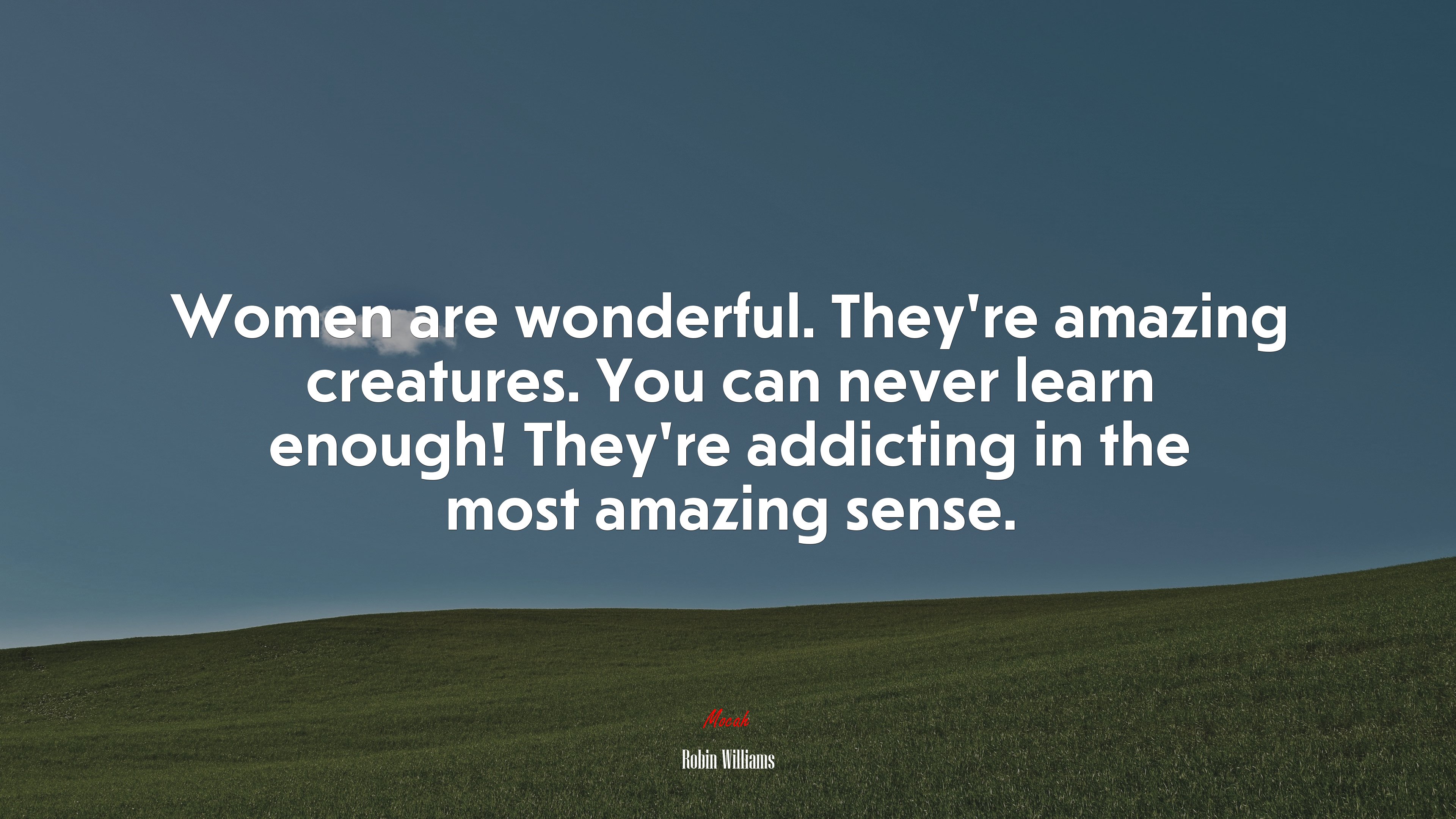 Women are wonderful. They’re amazing creatures. You can never learn enough! They’re addicting in the most amazing sense. | Robin Williams quote HD Wallpaper