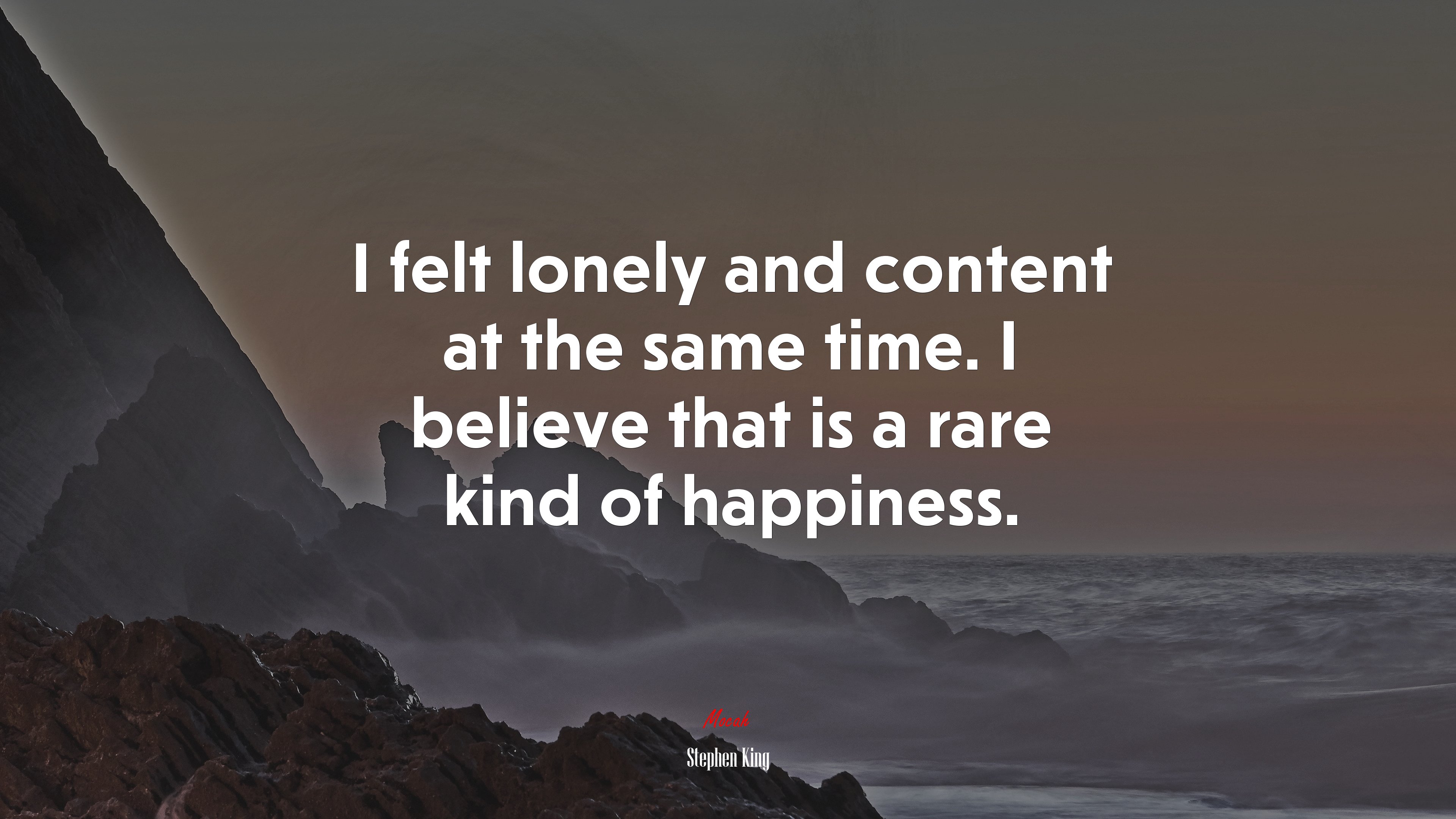 I felt lonely and content at the same time. I believe that is a rare kind of happiness. | Stephen King quote HD Wallpaper