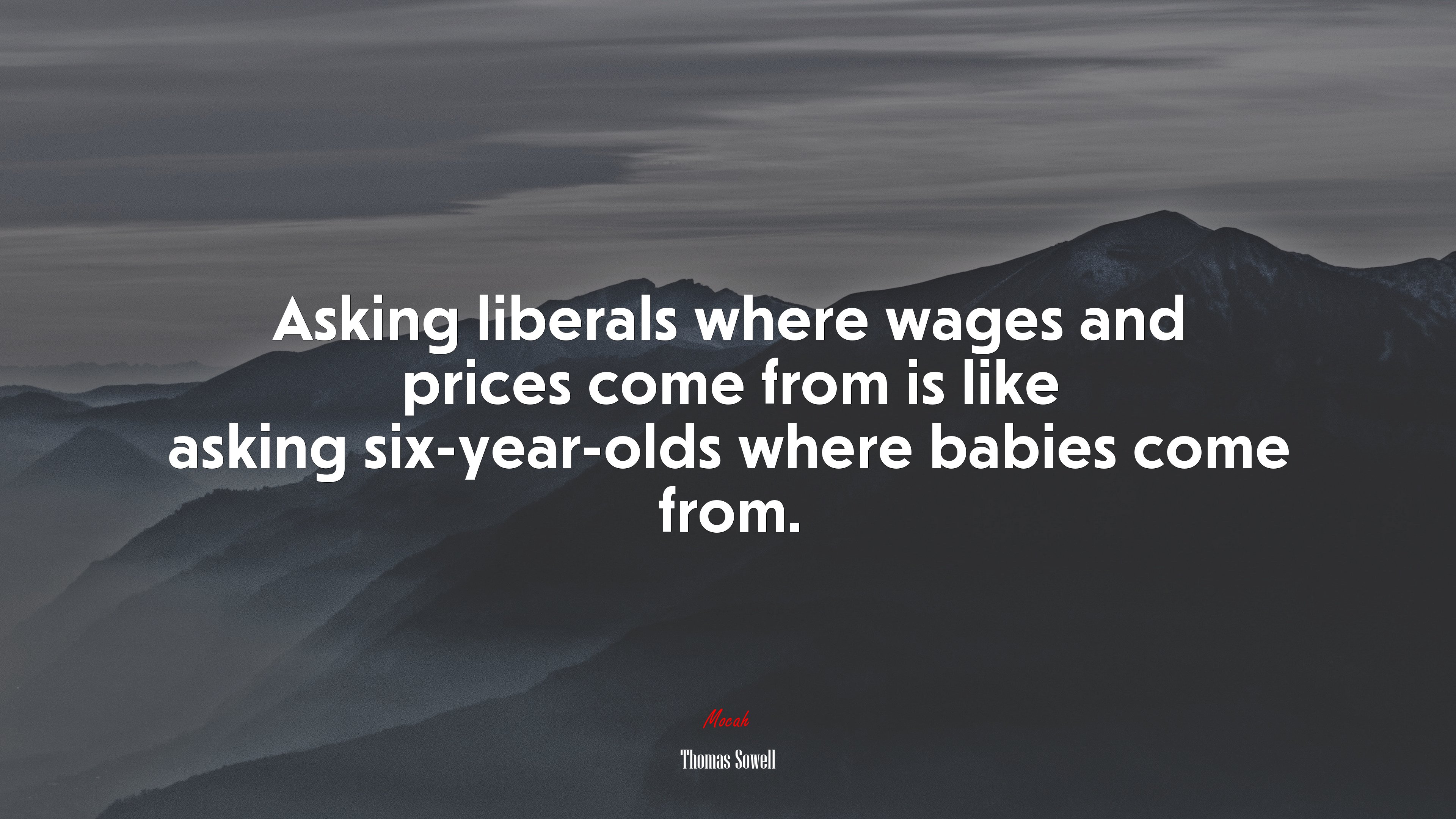 Asking liberals where wages and prices come from is like asking six-year-olds where babies come from. | Thomas Sowell quote HD Wallpaper