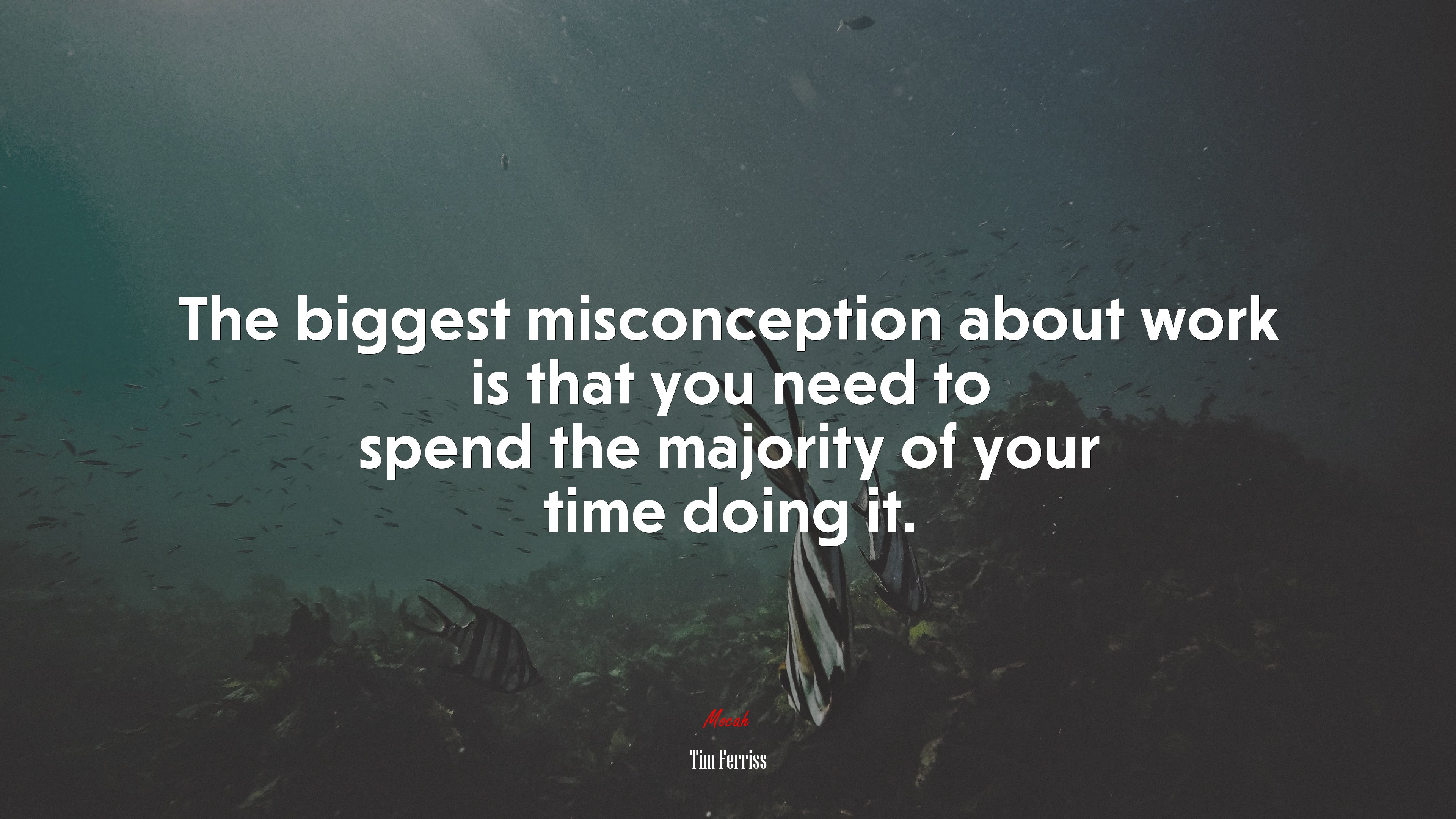 The biggest misconception about work is that you need to spend the majority of your time doing it. | Tim Ferriss quote HD Wallpaper
