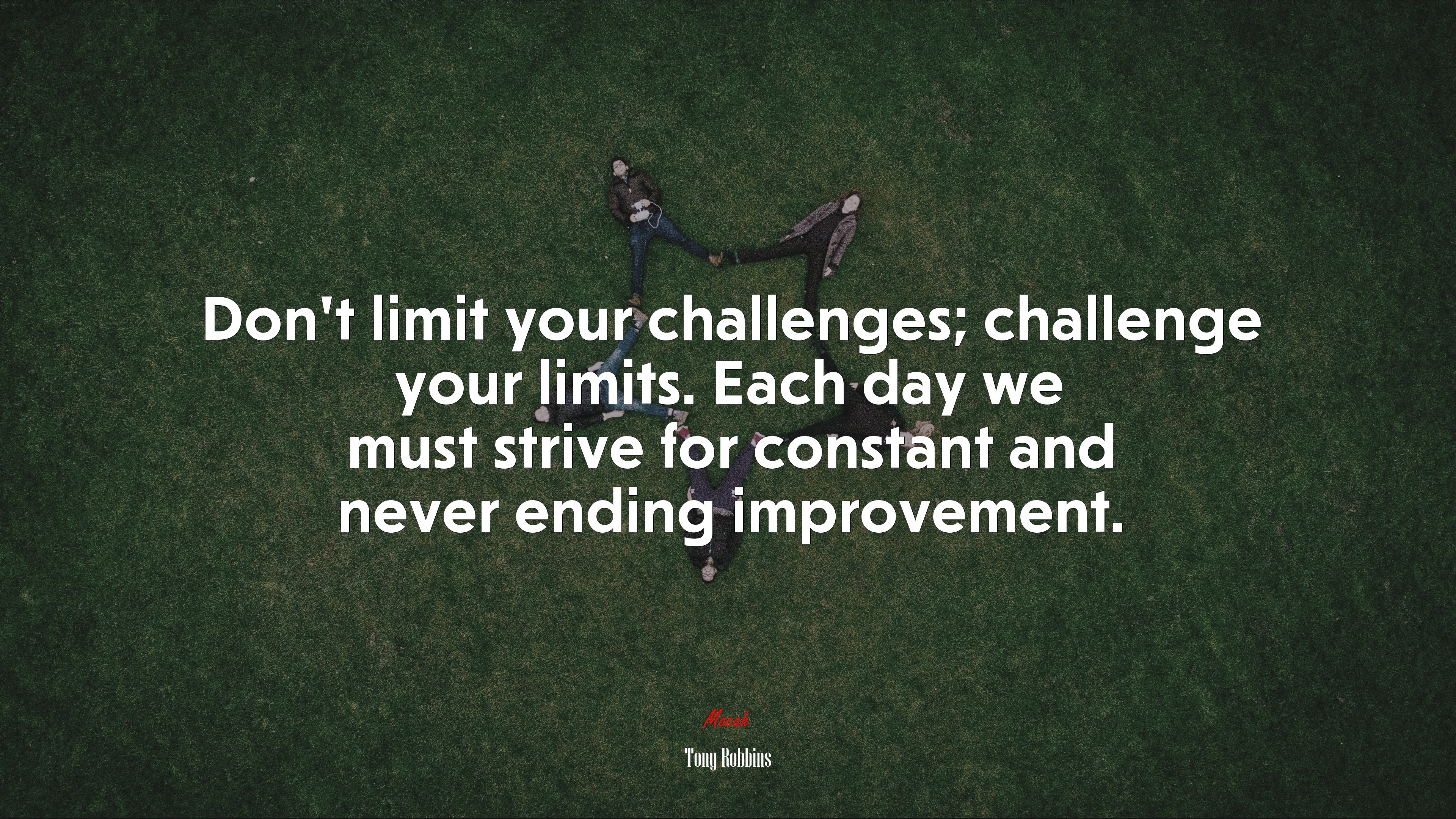 Don’t limit your challenges; challenge your limits. Each day we must strive for constant and never ending improvement. | Tony Robbins quote HD Wallpaper