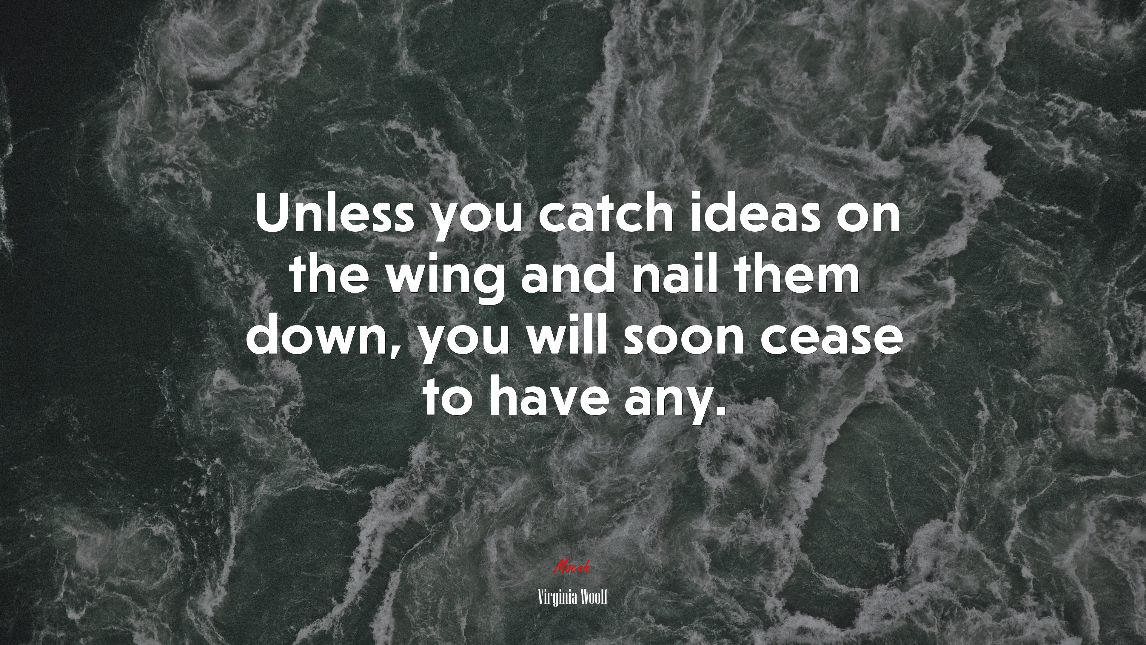 Unless you catch ideas on the wing and nail them down, you will soon cease to have any. | Virginia Woolf quote HD Wallpaper