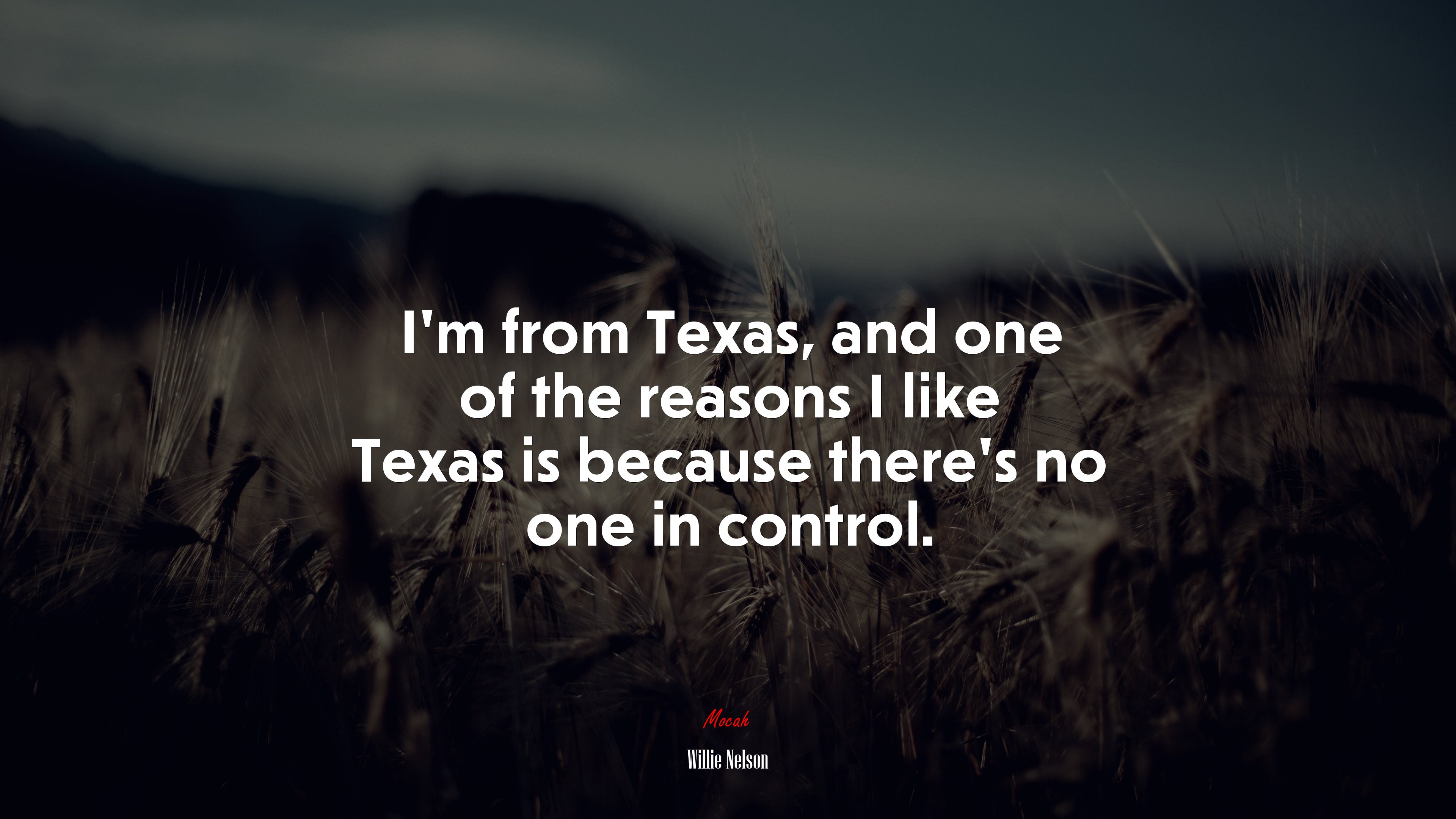 I’m from Texas, and one of the reasons I like Texas is because there’s no one in control. | Willie Nelson quote HD Wallpaper