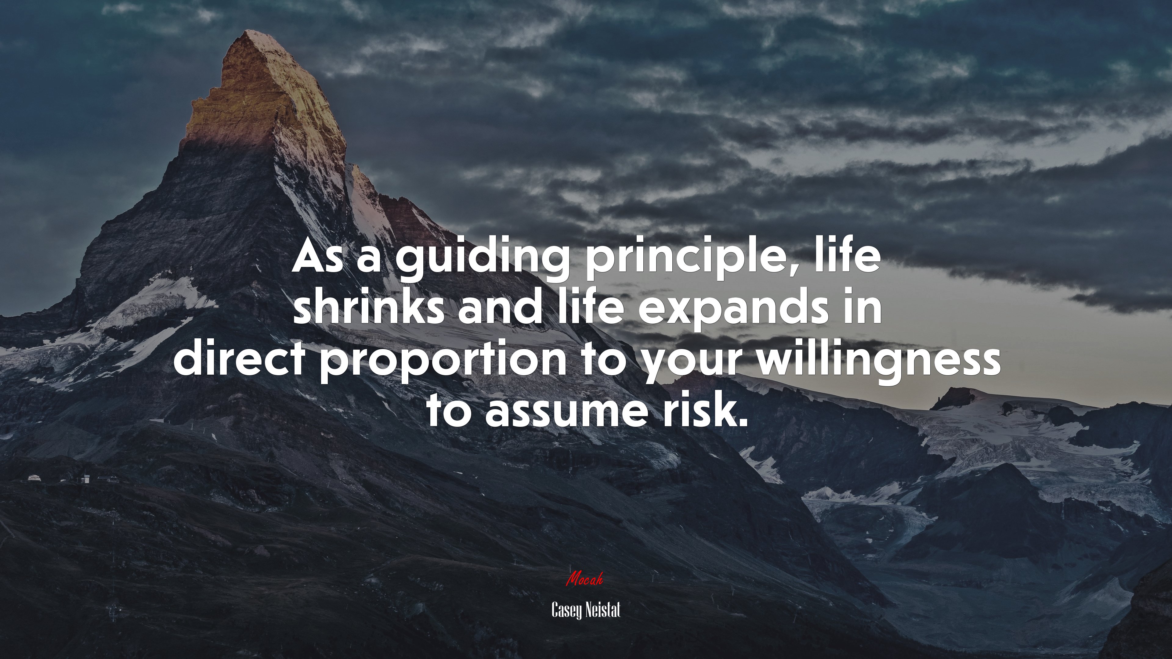 As a guiding principle, life shrinks and life expands in direct proportion to your willingness to assume risk. | Casey Neistat quote HD Wallpaper