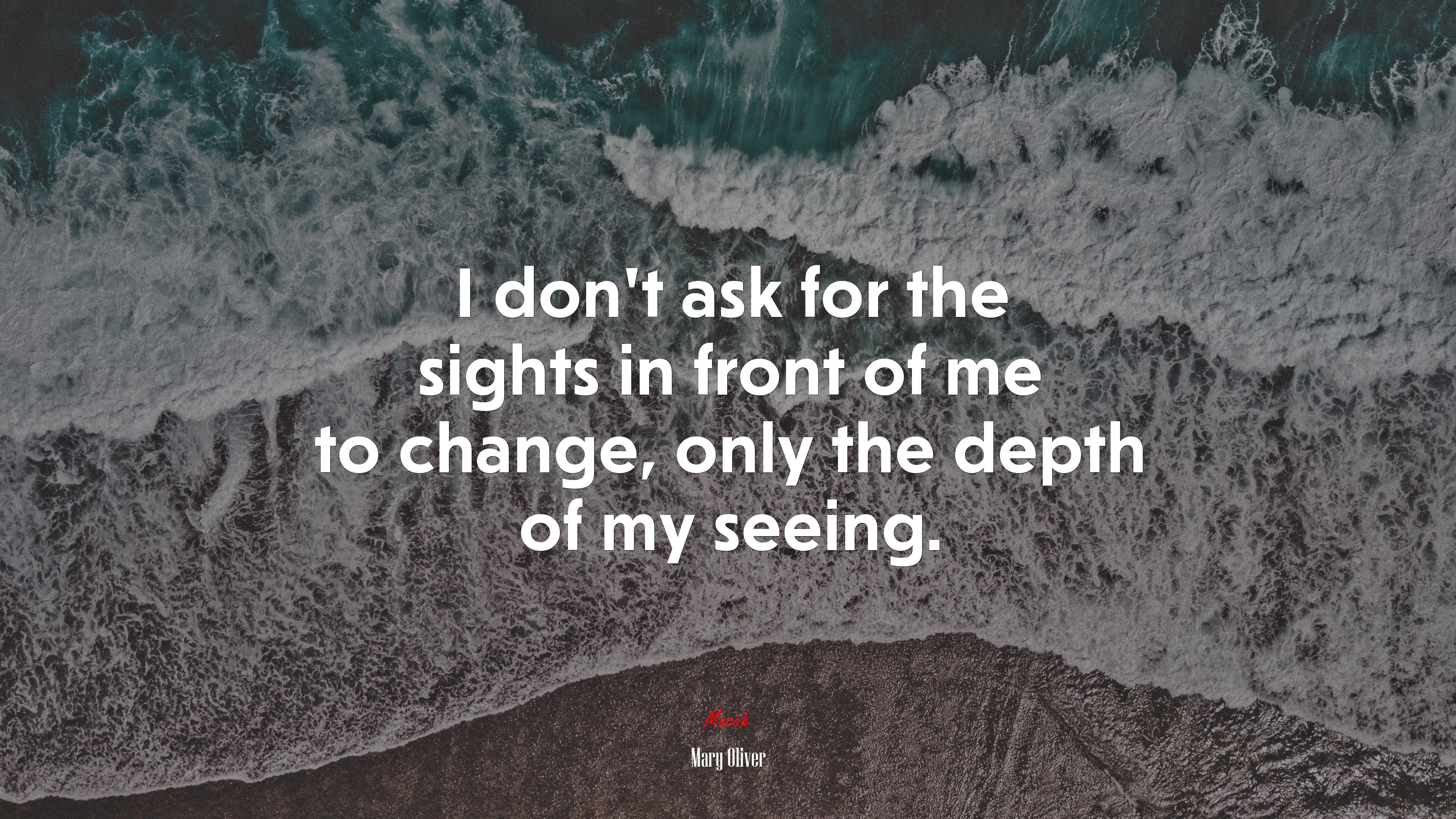 I don’t ask for the sights in front of me to change, only the depth of my seeing. | Mary Oliver quote HD Wallpaper