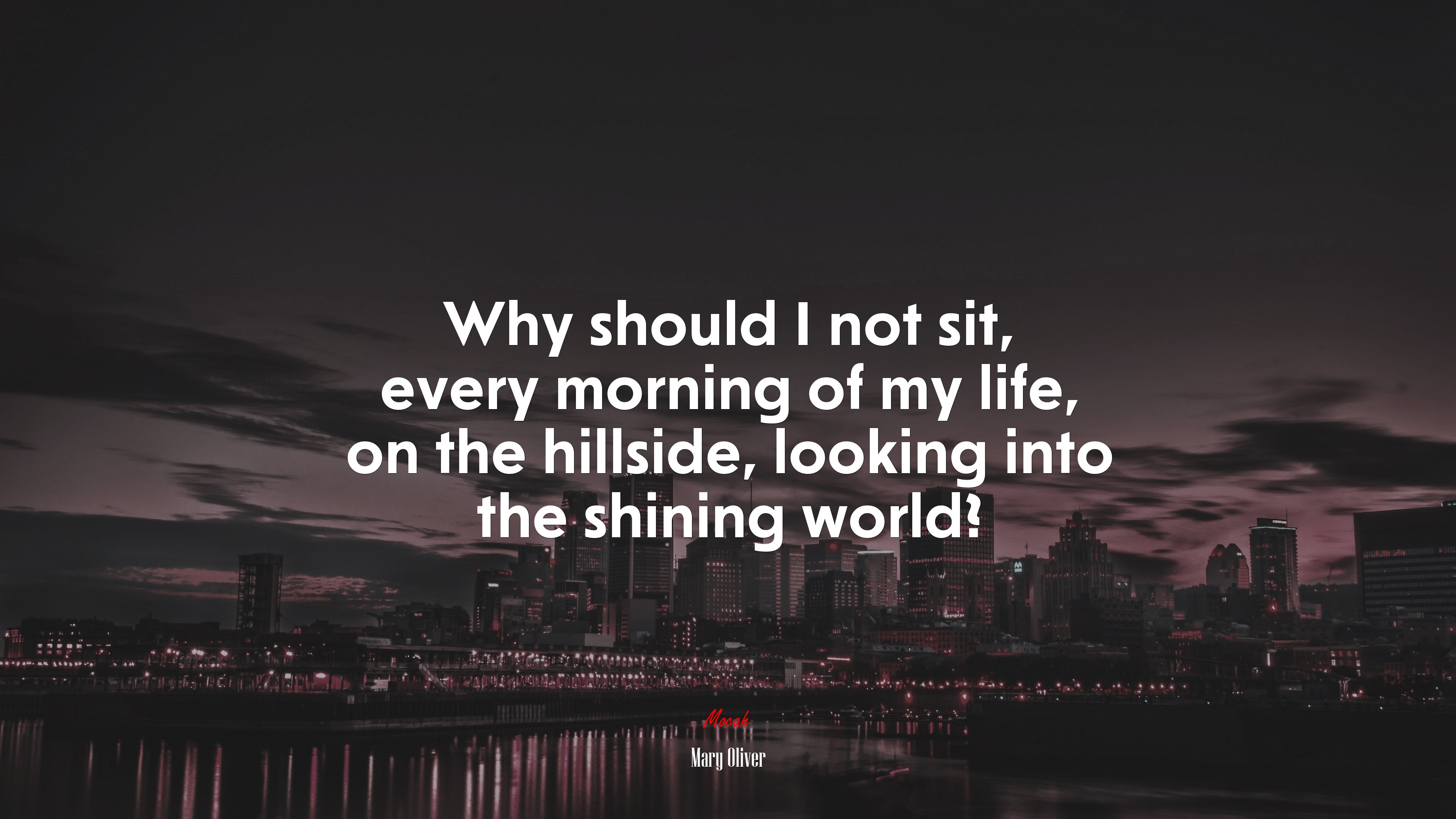 Why should I not sit, every morning of my life, on the hillside, looking into the shining world? | Mary Oliver quote HD Wallpaper