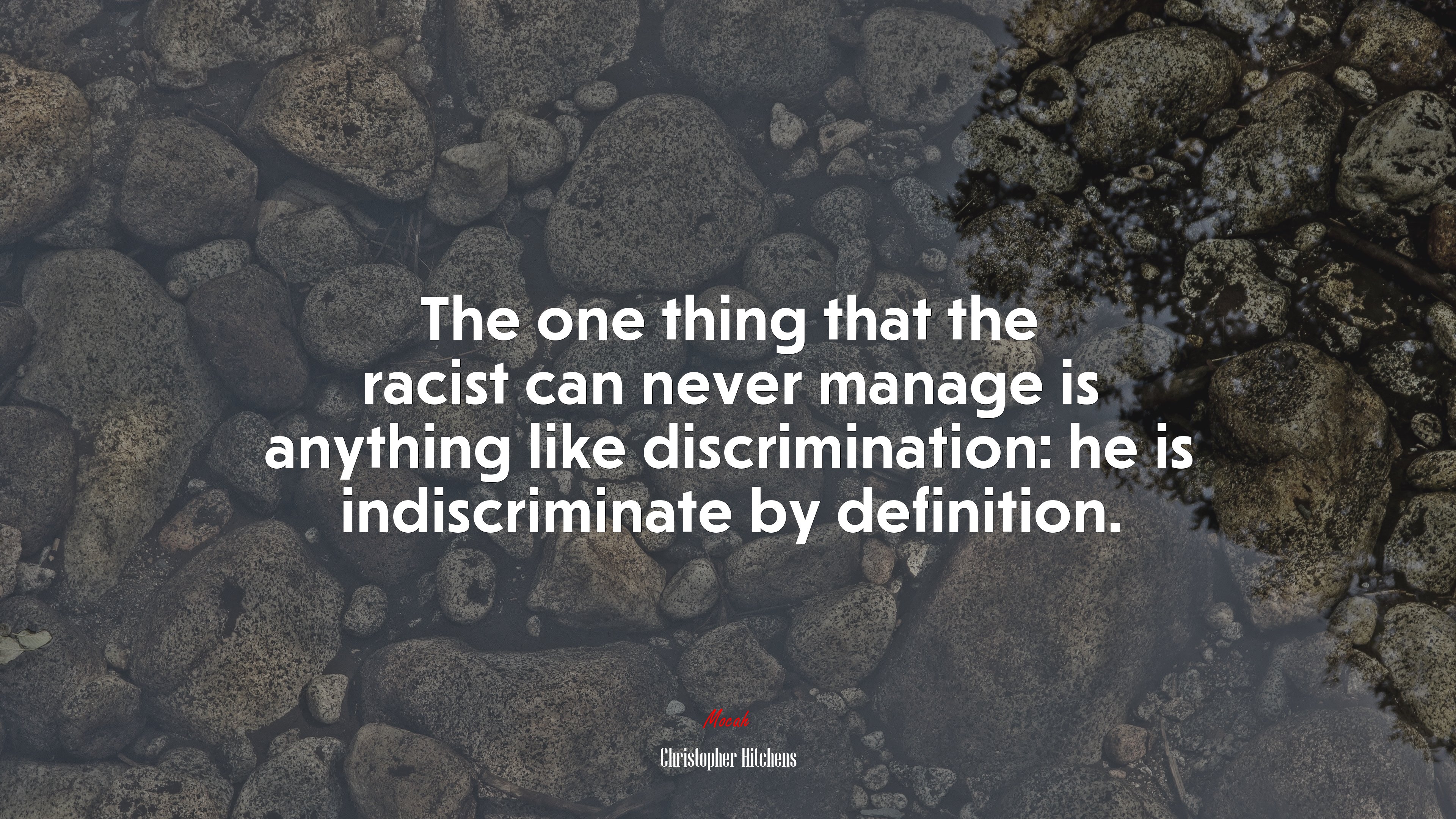 The one thing that the racist can never manage is anything like discrimination: he is indiscriminate by definition. | Christopher Hitchens quote HD Wallpaper